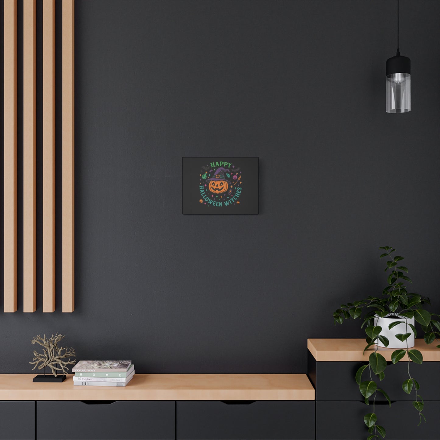 Halloween Witches Canvas Art, Spooky Wall Decor, Pumpkin Print, Witch Decor, Halloween Home Decor, Witchy Art for Fall