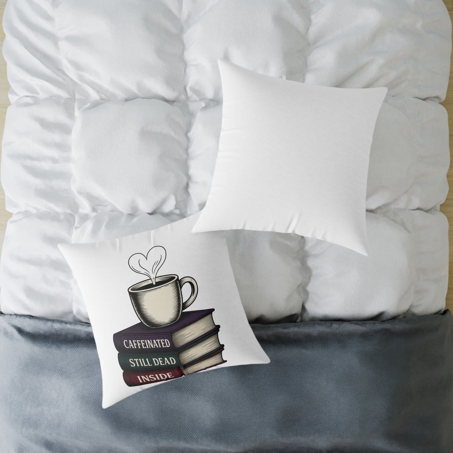 Books and coffee Square Poly Canvas Pillow