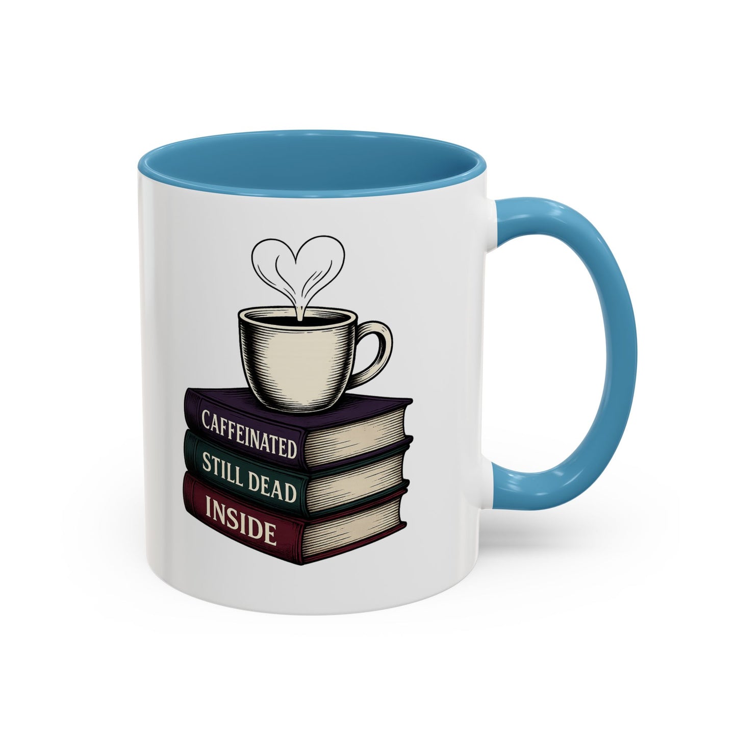 Coffee Lover's Accent Mug, Perfect Gift for Readers, Caffeine Enthusiasts, Book Lovers, Cozy Home Decor, Funny Coffee Cup