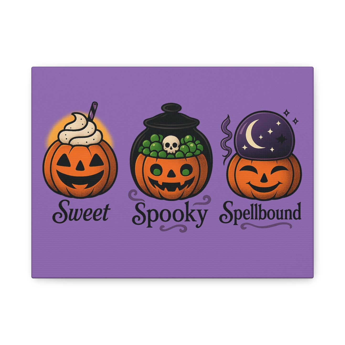 Halloween Canvas Art, Whimsical Pumpkin Decor, Spooky Home Wall Art, Fall Decorations, Halloween Themed Gift, Sweet Spooky Spellbound