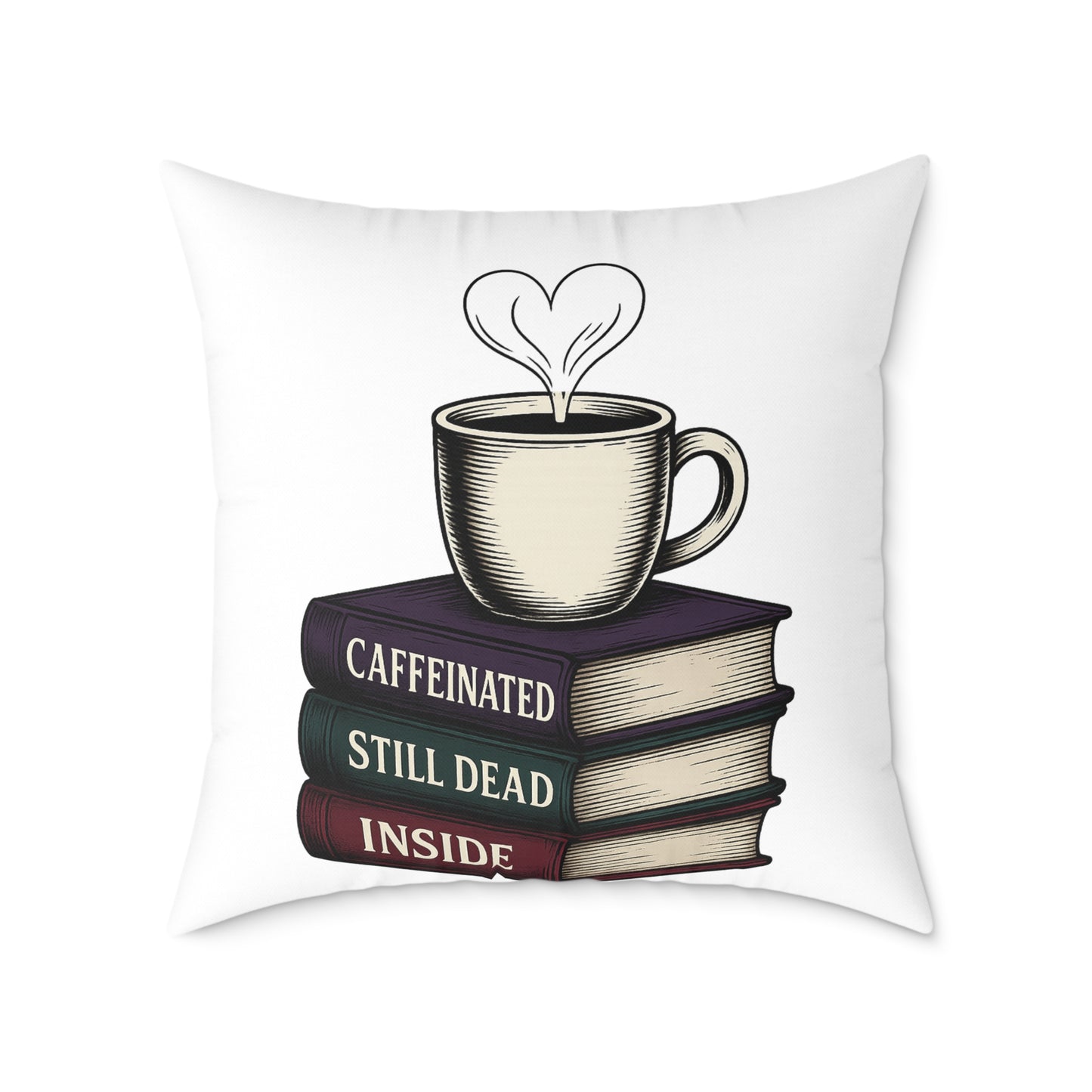Books and coffee Square Poly Canvas Pillow