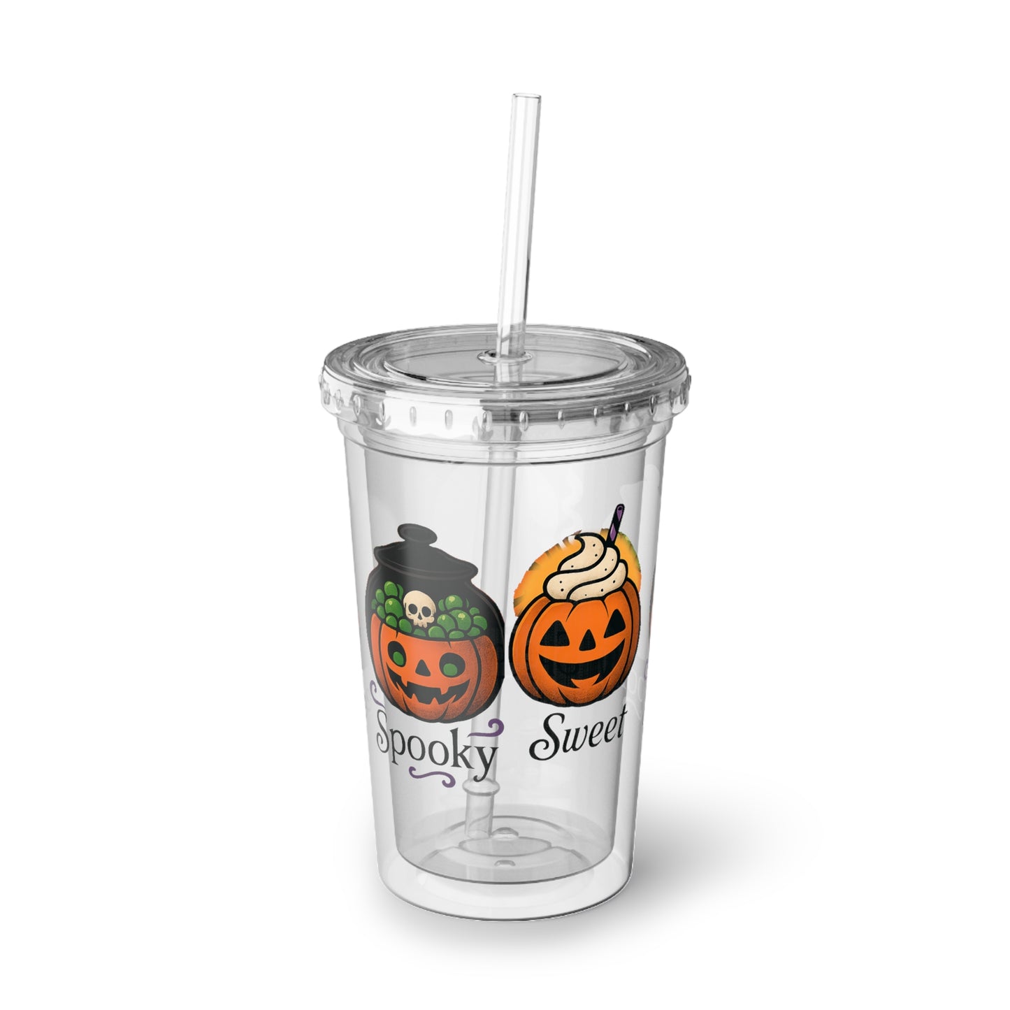Halloween Acrylic Cup, Trick or Treat Tumbler, Fall Party Drinkware, Cute Pumpkin Decor, Halloween Gifts