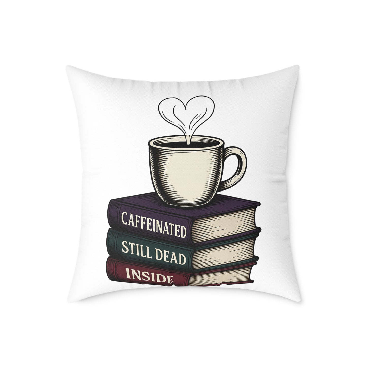 Books and coffee Square Poly Canvas Pillow