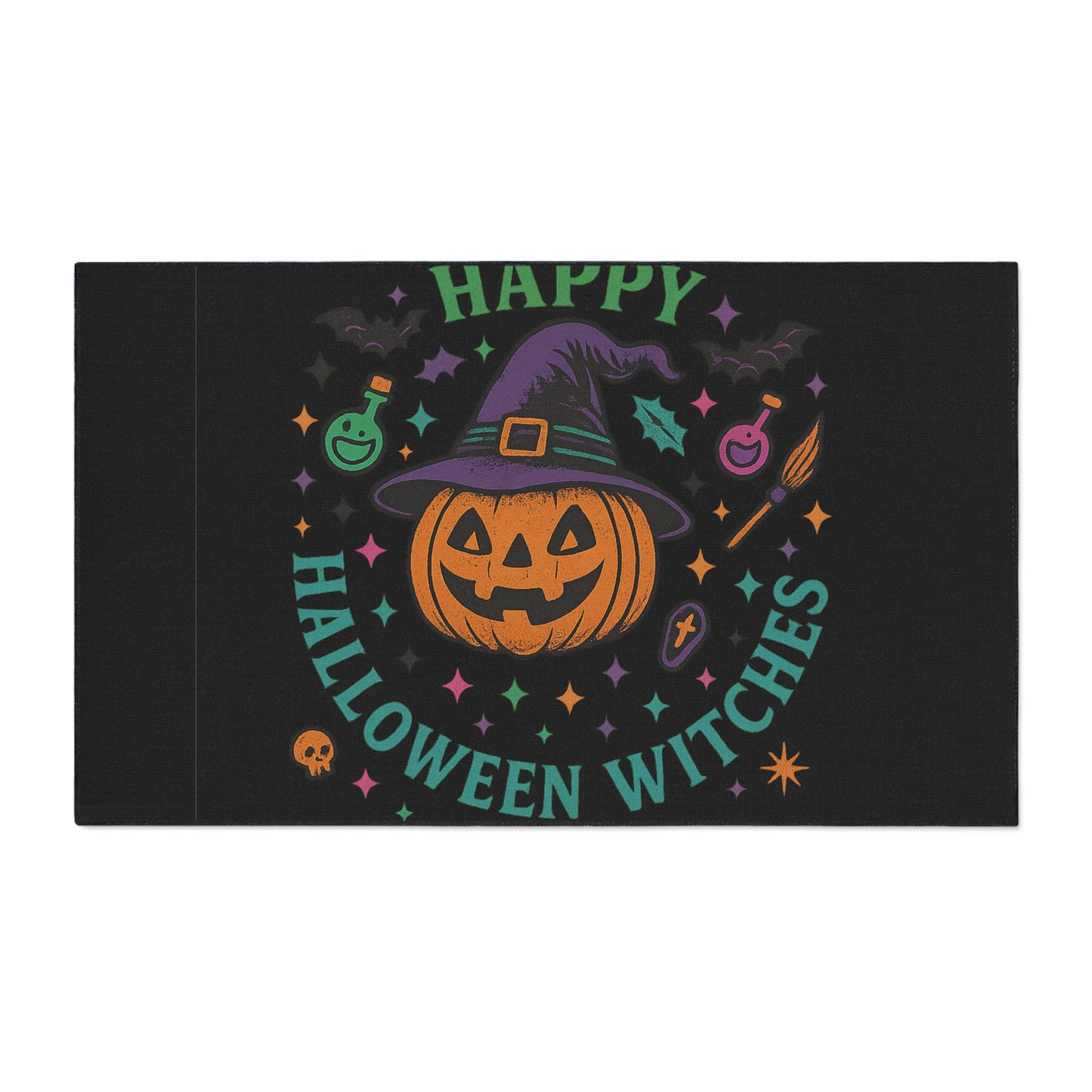 Halloween Floor Mat, Happy Halloween Witches Rug, Spooky Decor, Witchy Home Welcome Mat, Fall Harvest Entrance Mat, Autumn Festival