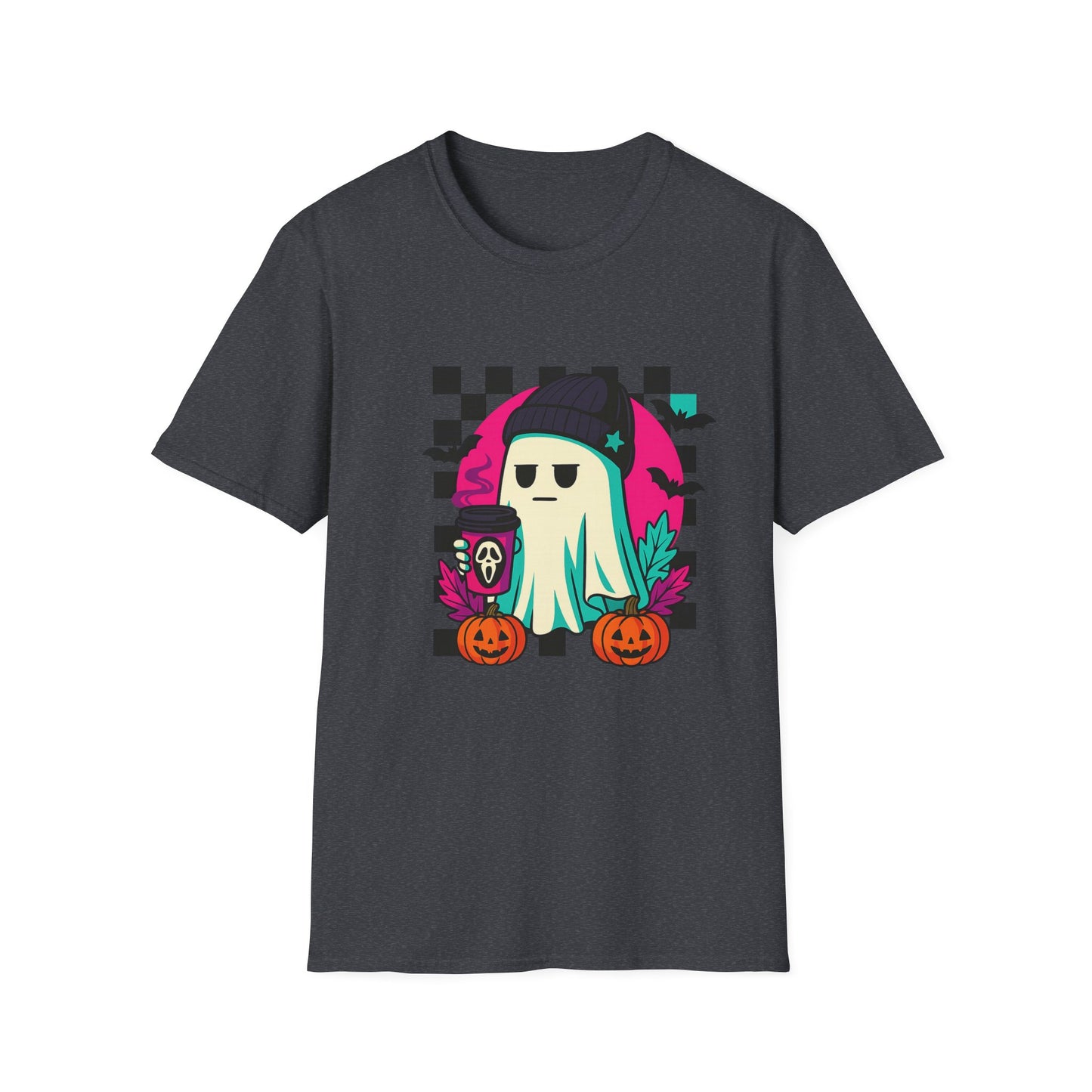 Halloween Ghost T-Shirt, Unisex Softstyle Tee, Spooky Graphic Shirt, Fall Fashion, October Gift, Trick or Treat Apparel
