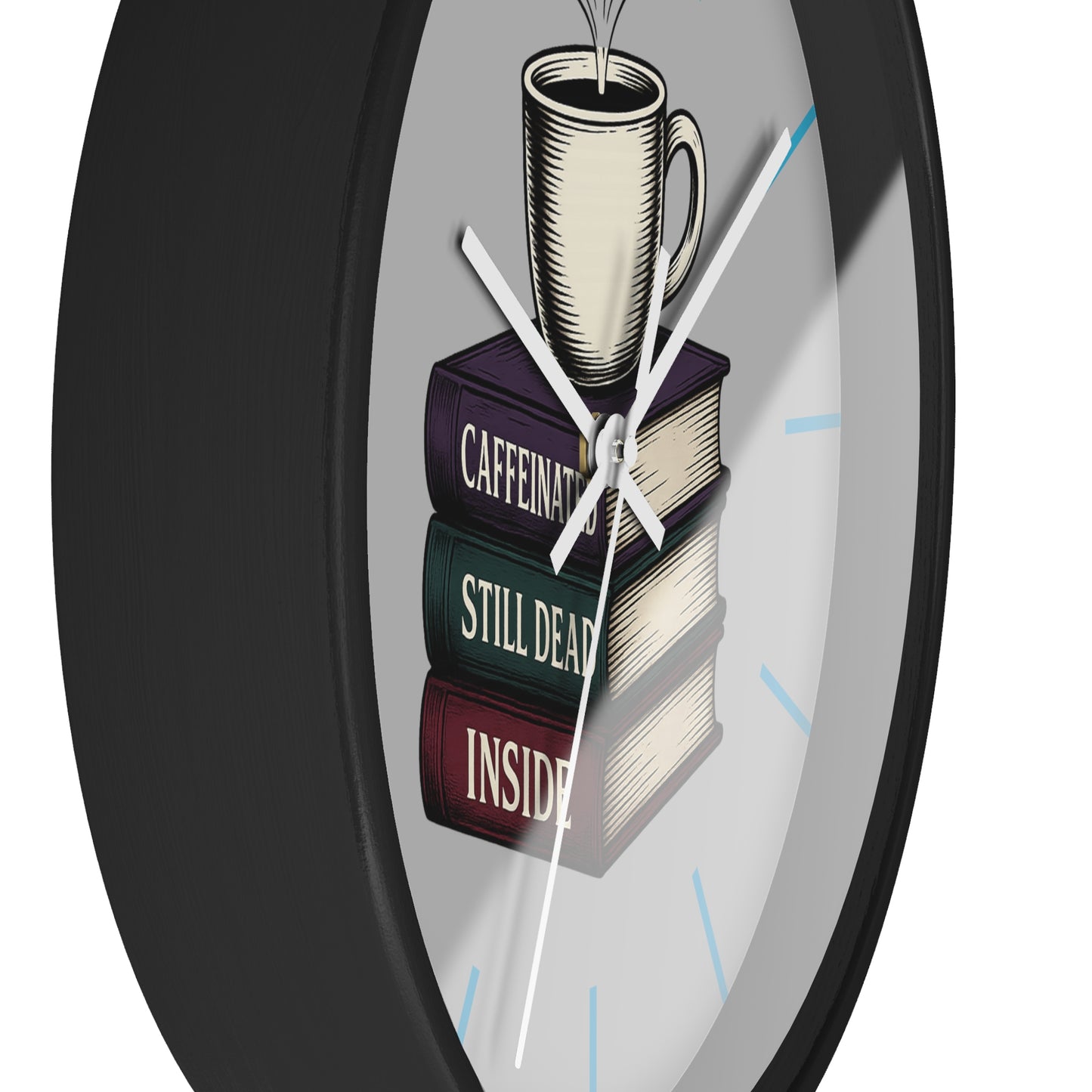 Coffee Lover Wall Clock, Unique Book Decor, Literary Gift for Readers, Caffeine Addict Home Decor, Perfect for Bookworms