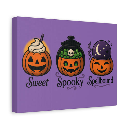 Halloween Canvas Art, Whimsical Pumpkin Decor, Spooky Home Wall Art, Fall Decorations, Halloween Themed Gift, Sweet Spooky Spellbound