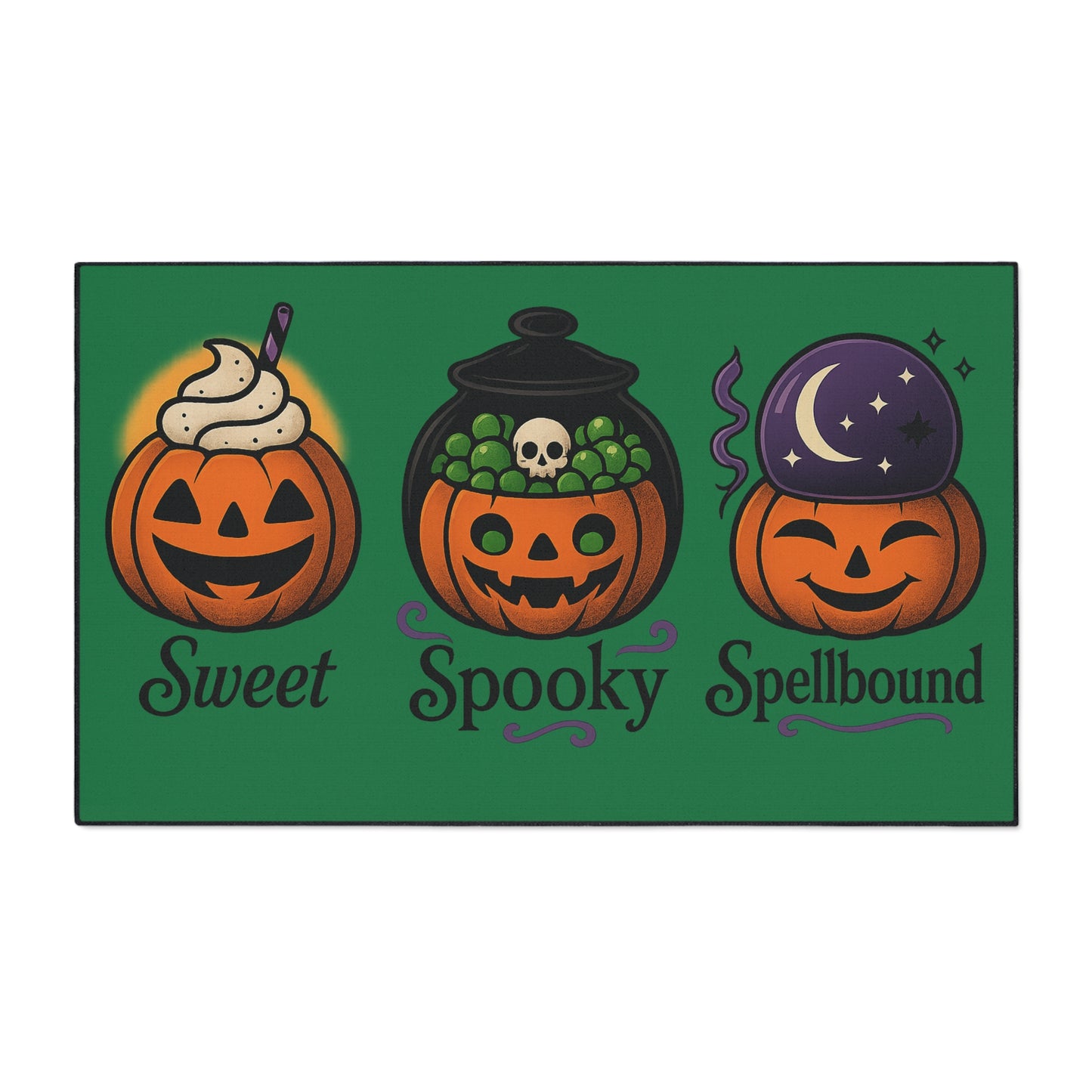 Halloween-Themed Heavy Duty Floor Mat, Sweet Spooky Spellbound Pumpkin Decor, Durable Indoor Welcome Mat, Festive Home Entrance Rug, [...]