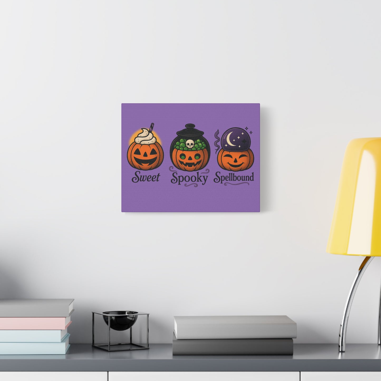Halloween Canvas Art, Whimsical Pumpkin Decor, Spooky Home Wall Art, Fall Decorations, Halloween Themed Gift, Sweet Spooky Spellbound