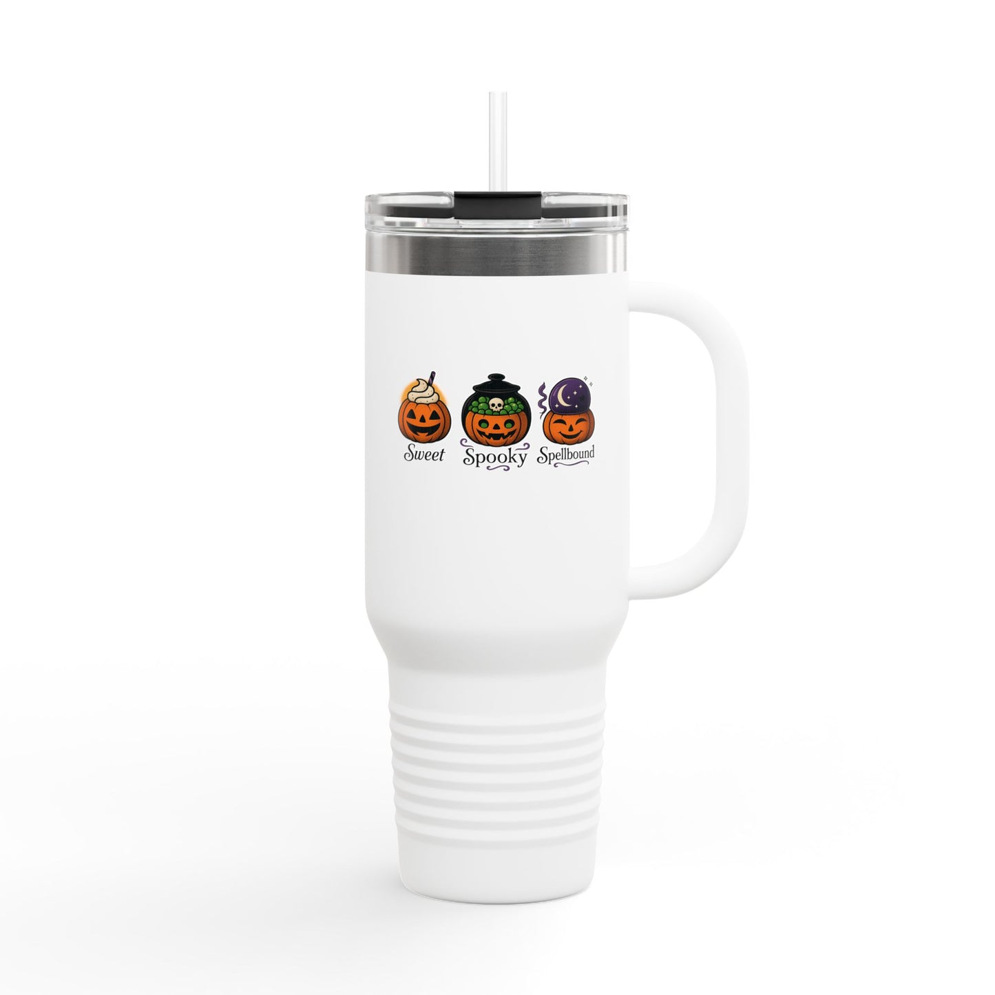 Halloween Insulated Travel Mug, 40oz | Perfect for Fall, Spooky Season, Gift for Coffee Lovers, Pumpkin Design, Travel Mug for Hot Drinks