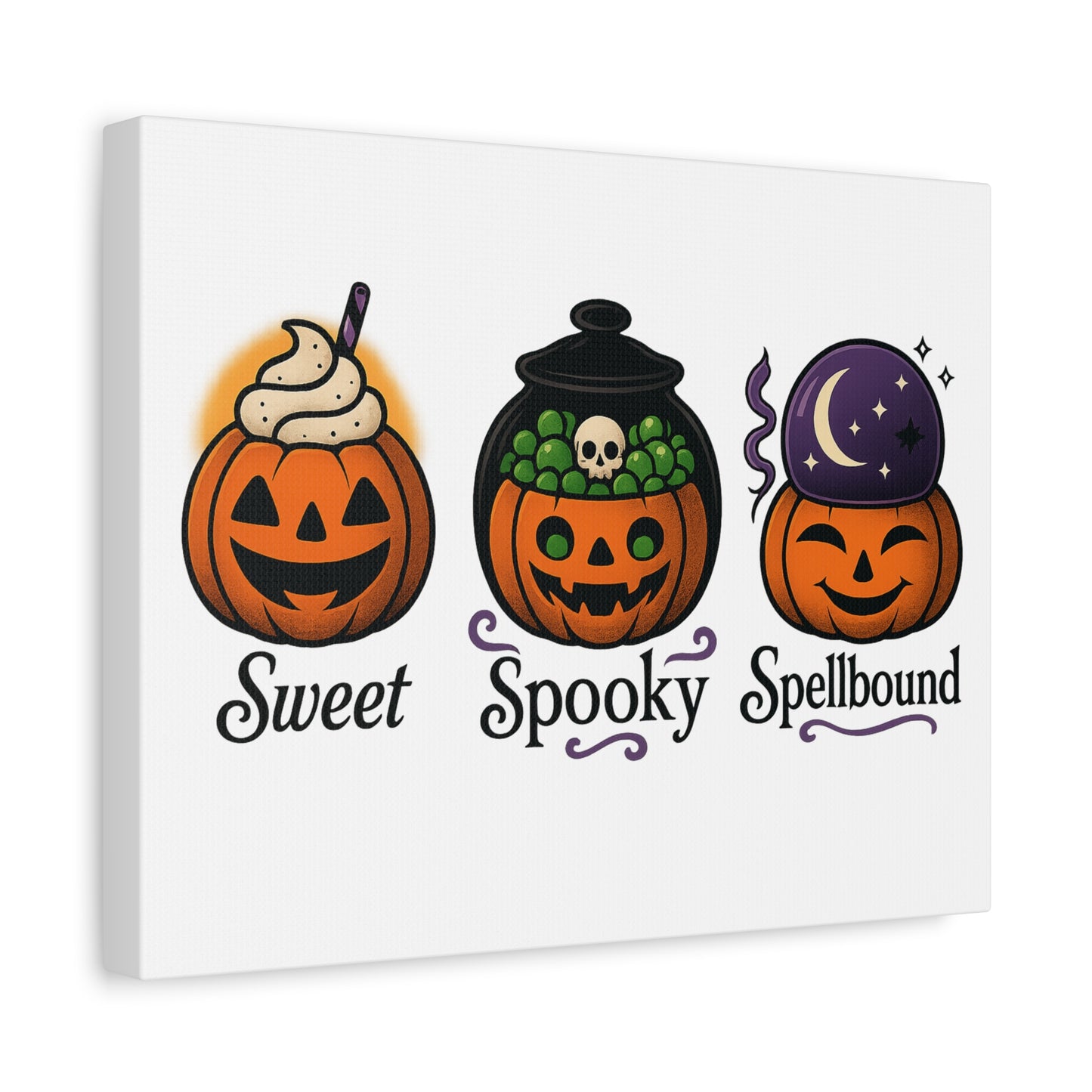 Halloween Themed Canvas Art, Pumpkin Wall Decor, Spooky Home Decoration, Sweet Spooky Spellbound Art Piece, Fall Decor