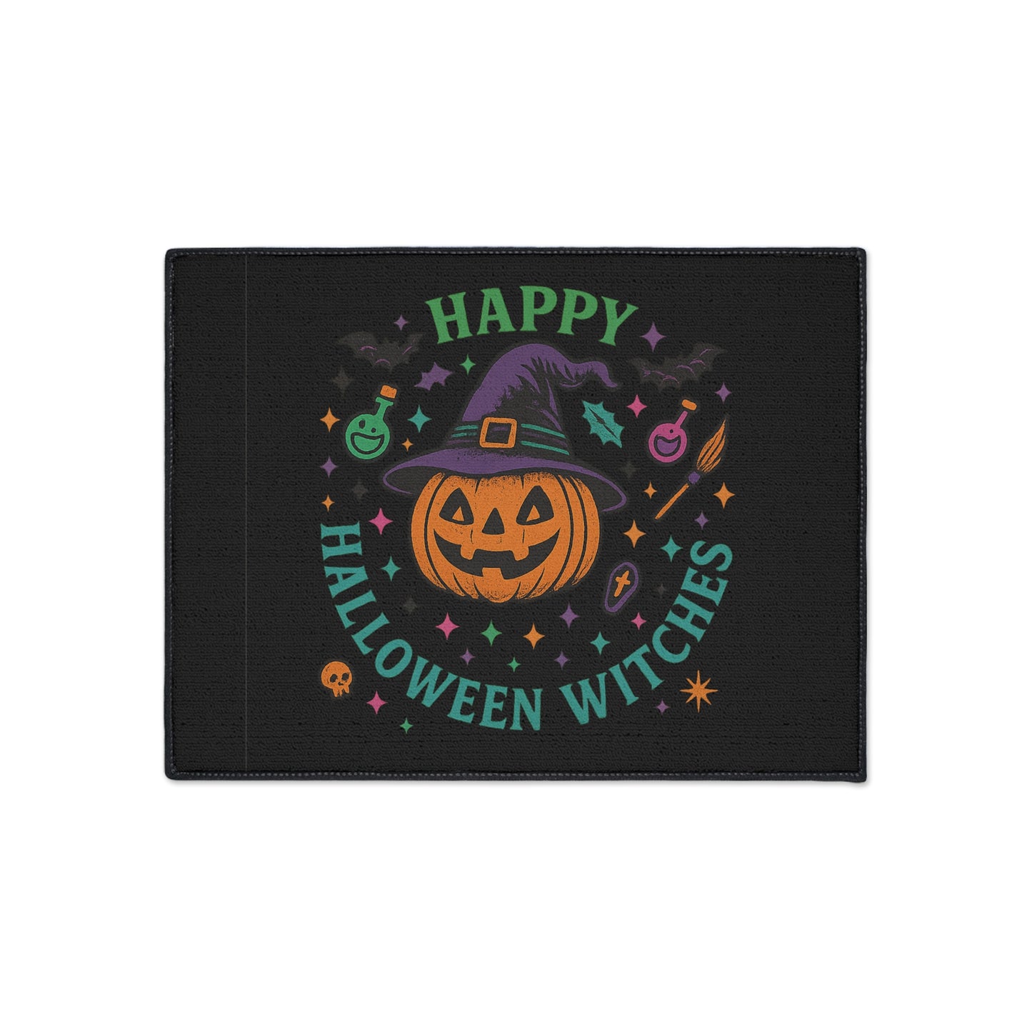 Halloween Floor Mat, Happy Halloween Witches Rug, Spooky Decor, Witchy Home Welcome Mat, Fall Harvest Entrance Mat, Autumn Festival
