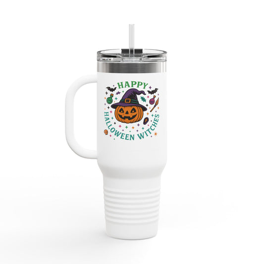 Halloween Insulated Travel Mug, 40oz | Fun Fall Drinkware, Witchy Gift, Spooky Vibes, Pumpkin Design, October Celebration