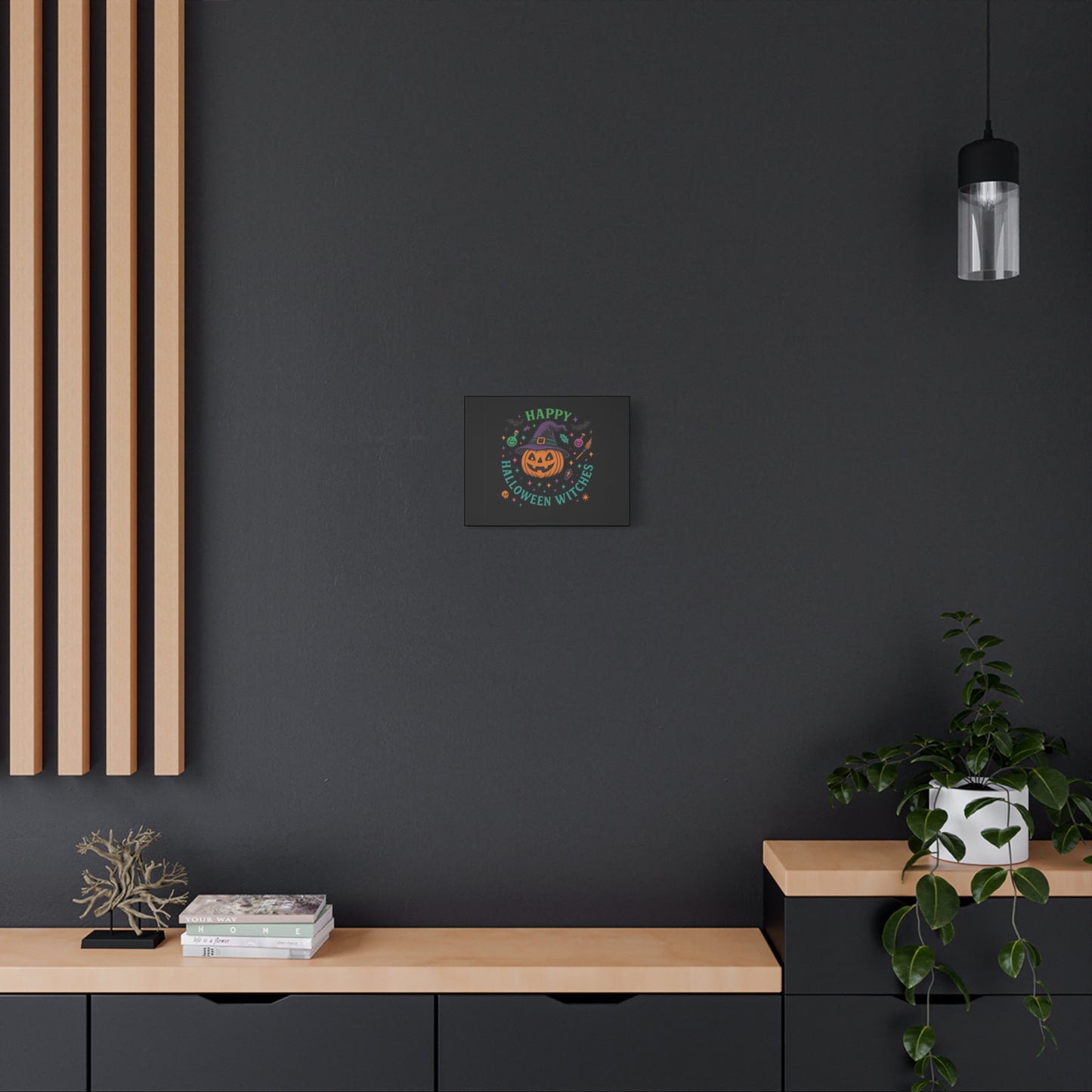 Halloween Witches Canvas Art, Spooky Wall Decor, Pumpkin Print, Witch Decor, Halloween Home Decor, Witchy Art for Fall