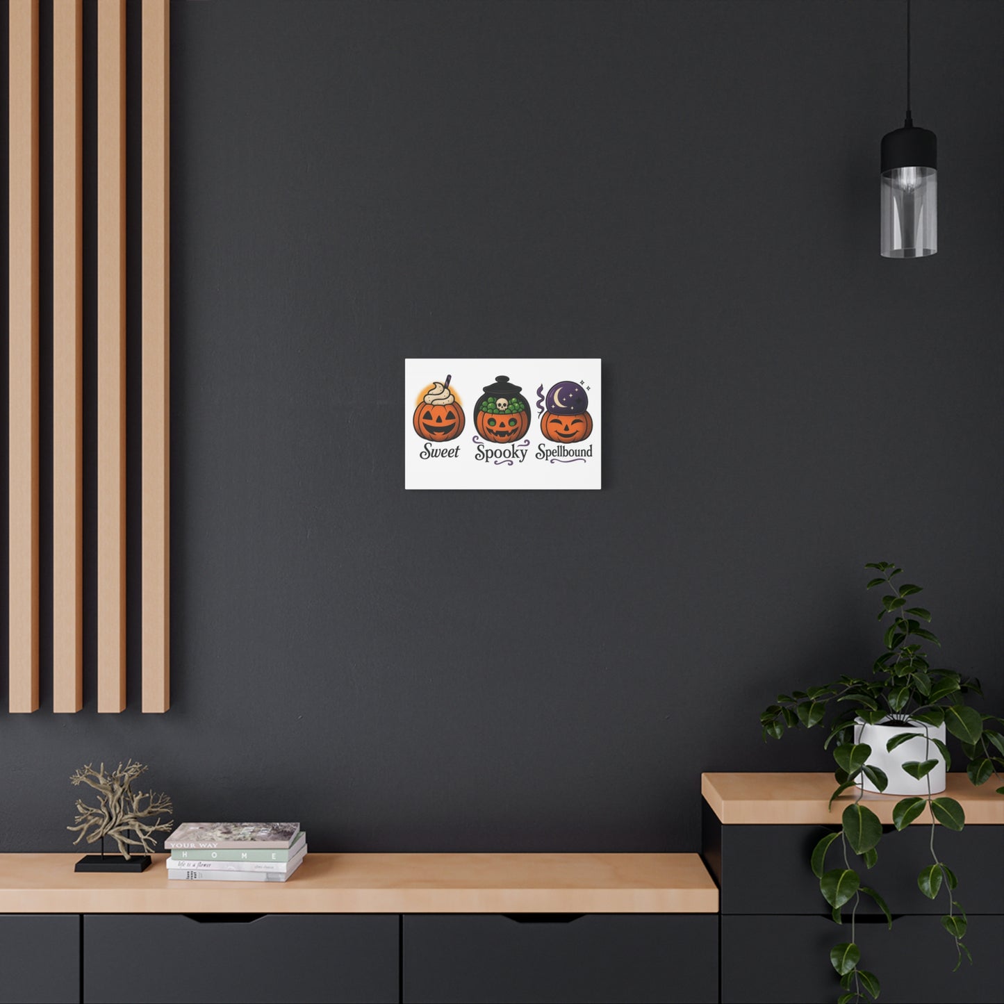 Halloween Themed Canvas Art, Pumpkin Wall Decor, Spooky Home Decoration, Sweet Spooky Spellbound Art Piece, Fall Decor