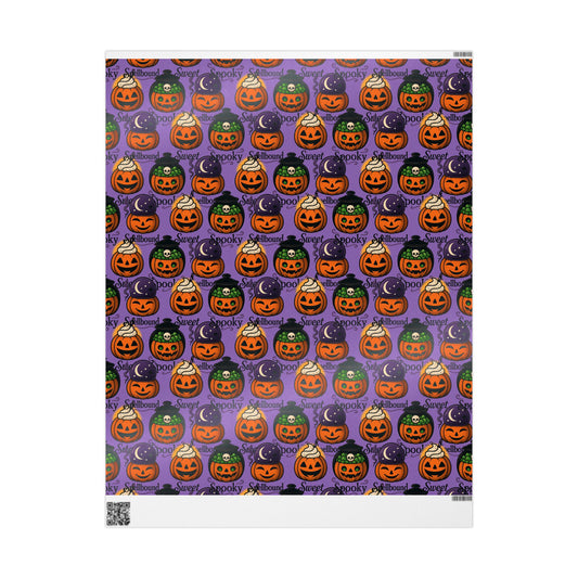 Halloween Wrapping Paper, Spooky Gift Wrap for Halloween Parties, Trick or Treat Supplies, Fall Decorations, Pumpkin Design, Witchy Gifts