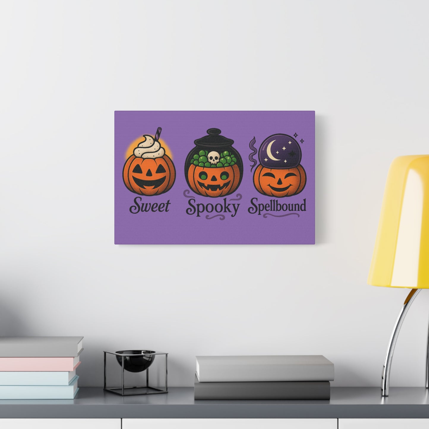 Halloween Canvas Art, Whimsical Pumpkin Decor, Spooky Home Wall Art, Fall Decorations, Halloween Themed Gift, Sweet Spooky Spellbound