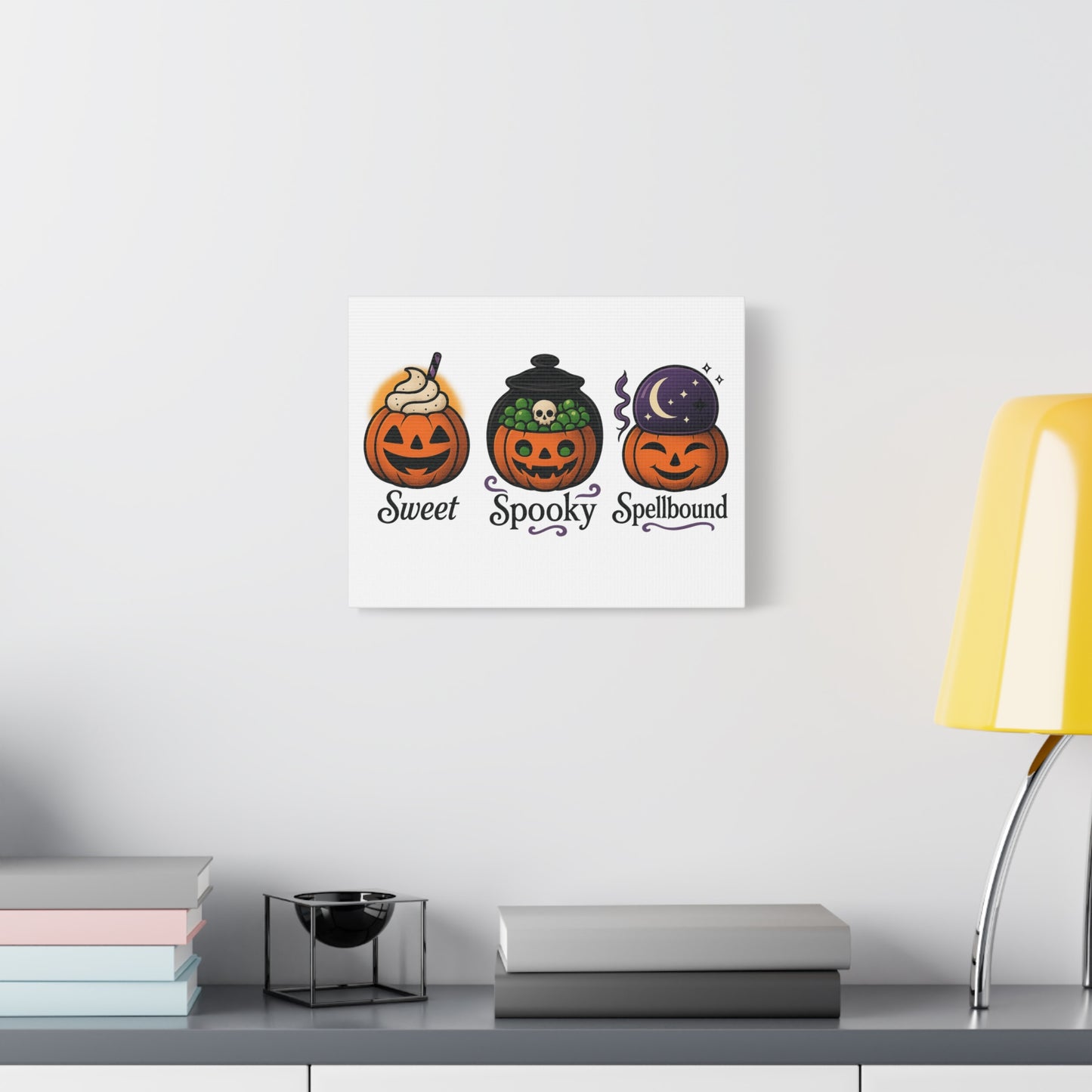 Halloween Themed Canvas Art, Pumpkin Wall Decor, Spooky Home Decoration, Sweet Spooky Spellbound Art Piece, Fall Decor