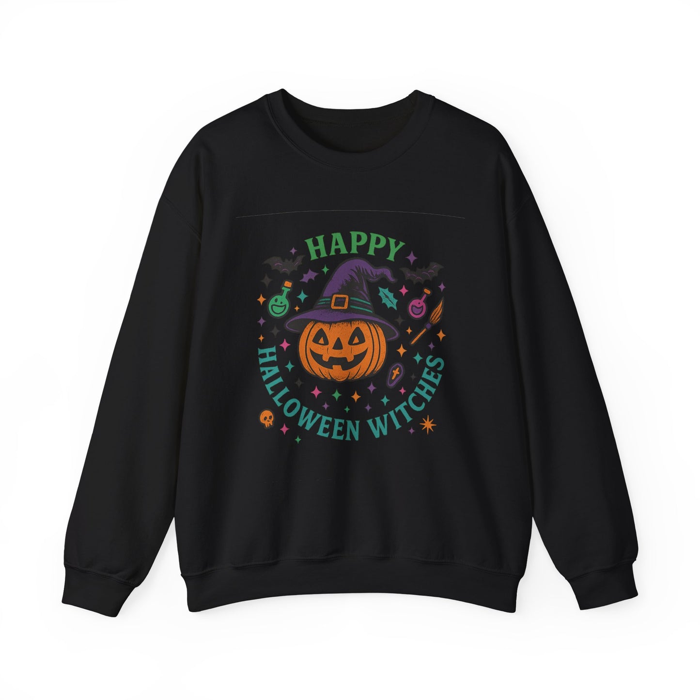 Happy Halloween Witches Sweatshirt, Unisex Cozy Crewneck, Spooky Season Apparel, Fall Fashion, Halloween Gift Idea, Pumpkin Design