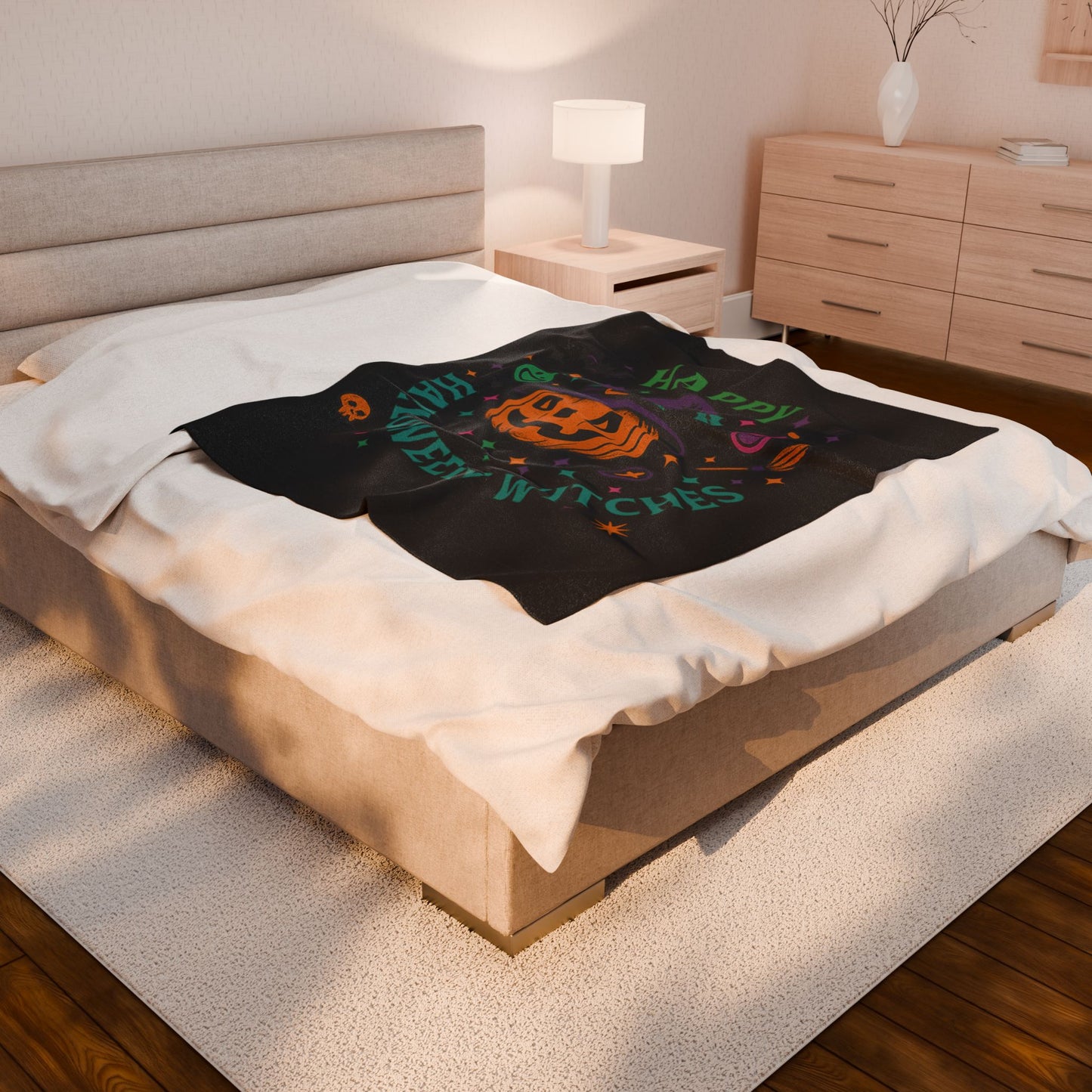 Halloween Witches Plush Blanket, Cozy Decor, Gift for Fall Celebrations, Spooky Home Accessory, Perfect for Trick or Treating