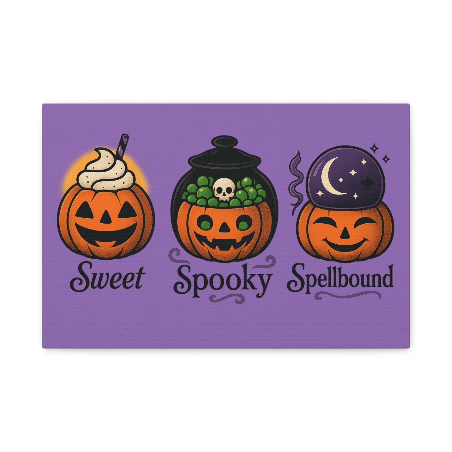 Halloween Canvas Art, Whimsical Pumpkin Decor, Spooky Home Wall Art, Fall Decorations, Halloween Themed Gift, Sweet Spooky Spellbound