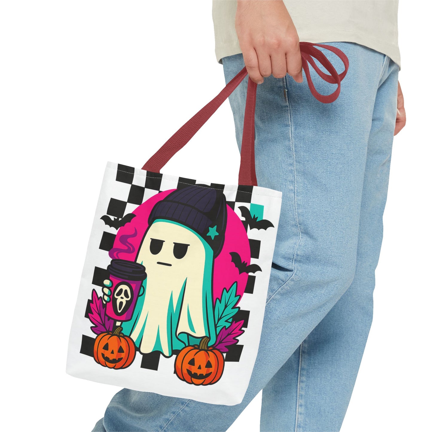 Spooky Ghost Tote Bag | Halloween Trick-or-Treat Tote, Cute Canvas Bag, Fall Accessories, Eco-Friendly Shopping Bag