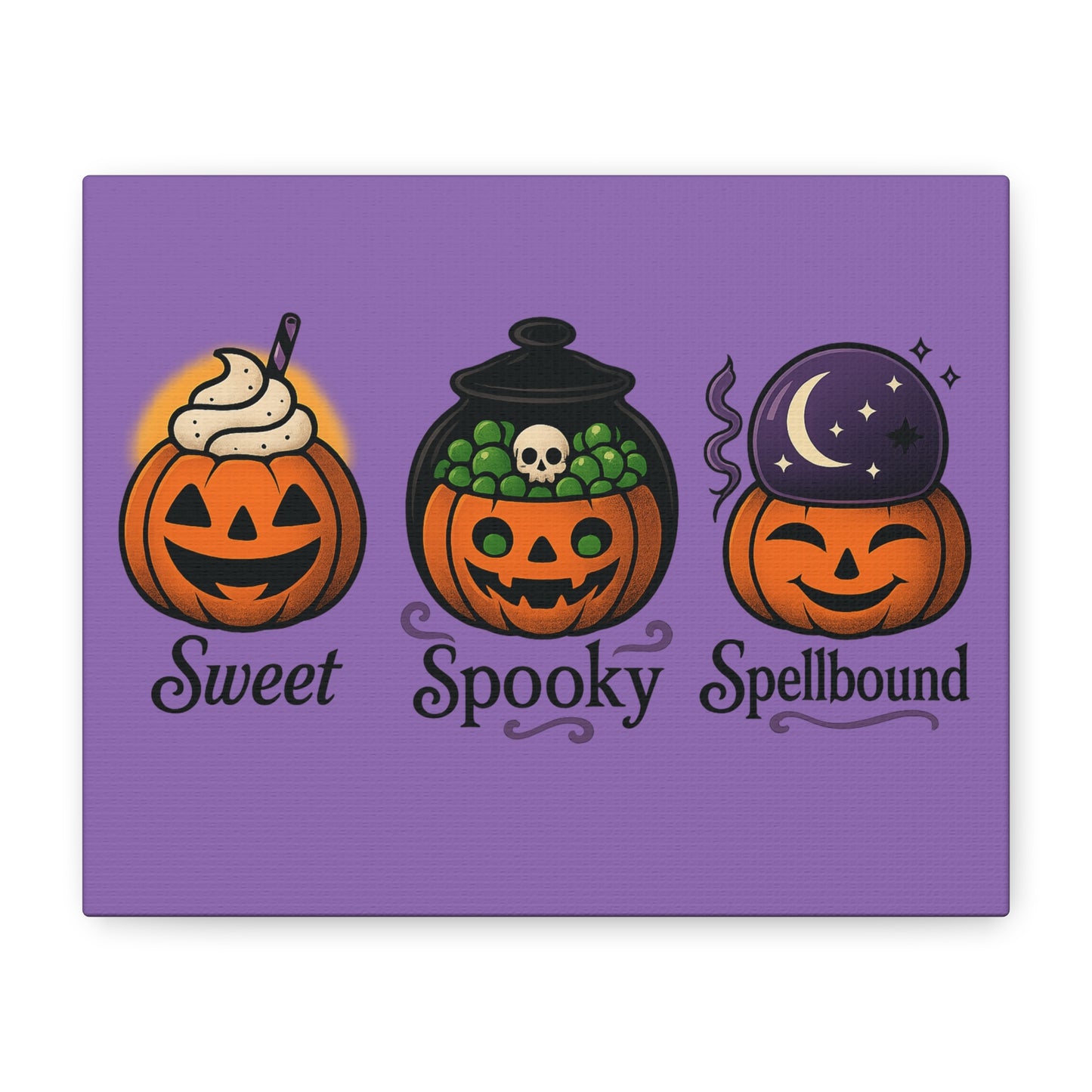 Halloween Canvas Art, Whimsical Pumpkin Decor, Spooky Home Wall Art, Fall Decorations, Halloween Themed Gift, Sweet Spooky Spellbound