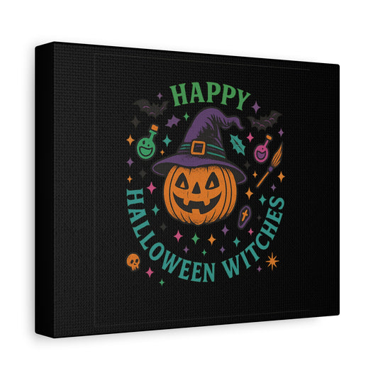 Halloween Witches Canvas Art, Spooky Wall Decor, Pumpkin Print, Witch Decor, Halloween Home Decor, Witchy Art for Fall