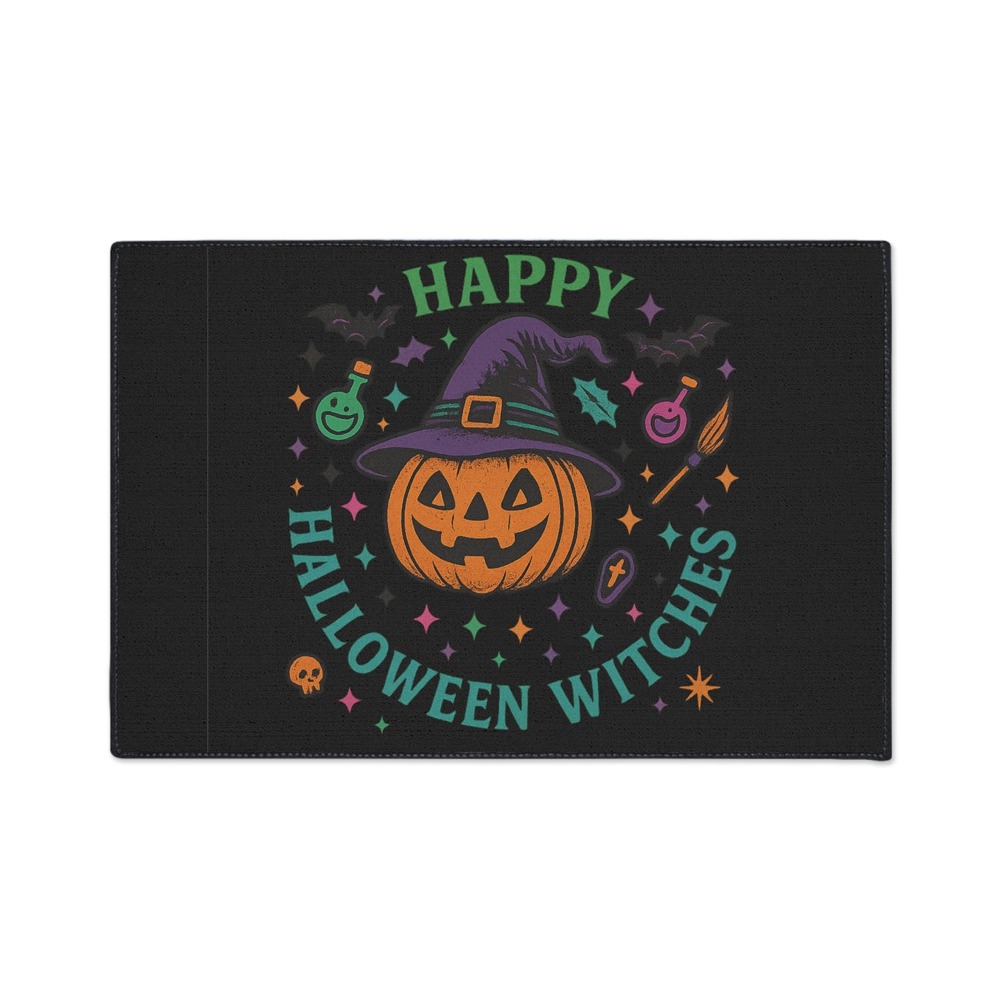 Halloween Floor Mat, Happy Halloween Witches Rug, Spooky Decor, Witchy Home Welcome Mat, Fall Harvest Entrance Mat, Autumn Festival