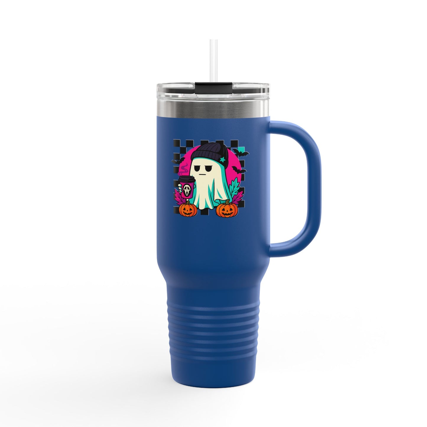 Insulated Travel Mug with Fun Halloween Ghost Design, Perfect for Fall, Coffee Lovers, Travel, Gifts, Party Favors, 40oz Drinkware