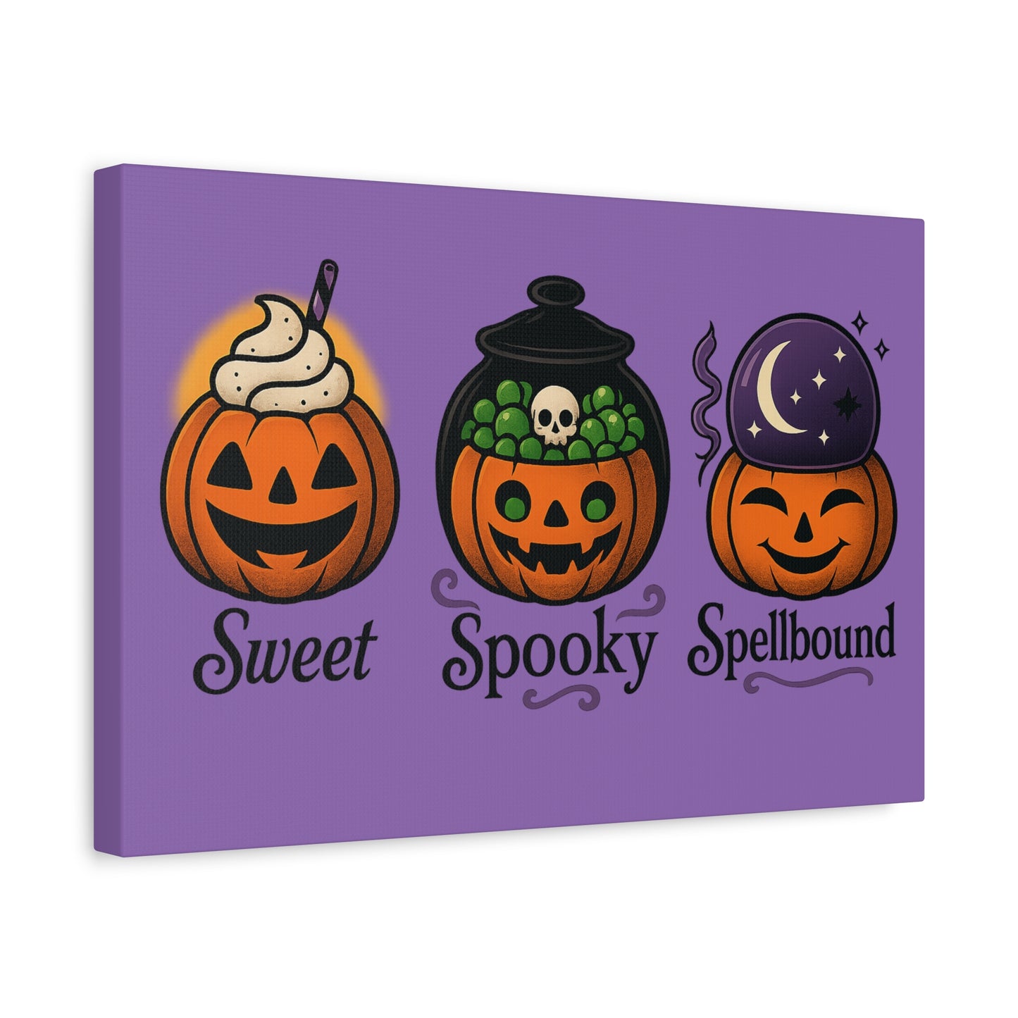 Halloween Canvas Art, Whimsical Pumpkin Decor, Spooky Home Wall Art, Fall Decorations, Halloween Themed Gift, Sweet Spooky Spellbound