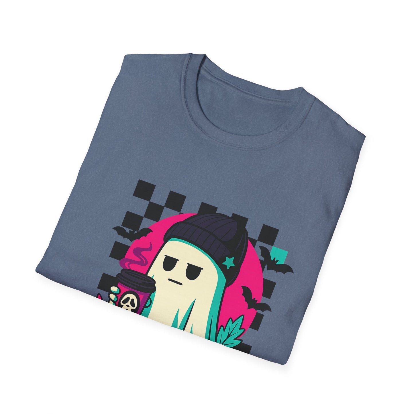 Halloween Ghost T-Shirt, Unisex Softstyle Tee, Spooky Graphic Shirt, Fall Fashion, October Gift, Trick or Treat Apparel