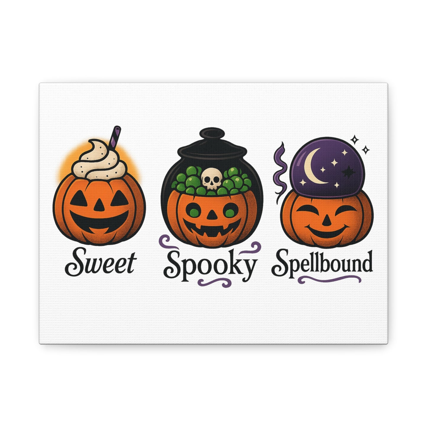 Halloween Themed Canvas Art, Pumpkin Wall Decor, Spooky Home Decoration, Sweet Spooky Spellbound Art Piece, Fall Decor