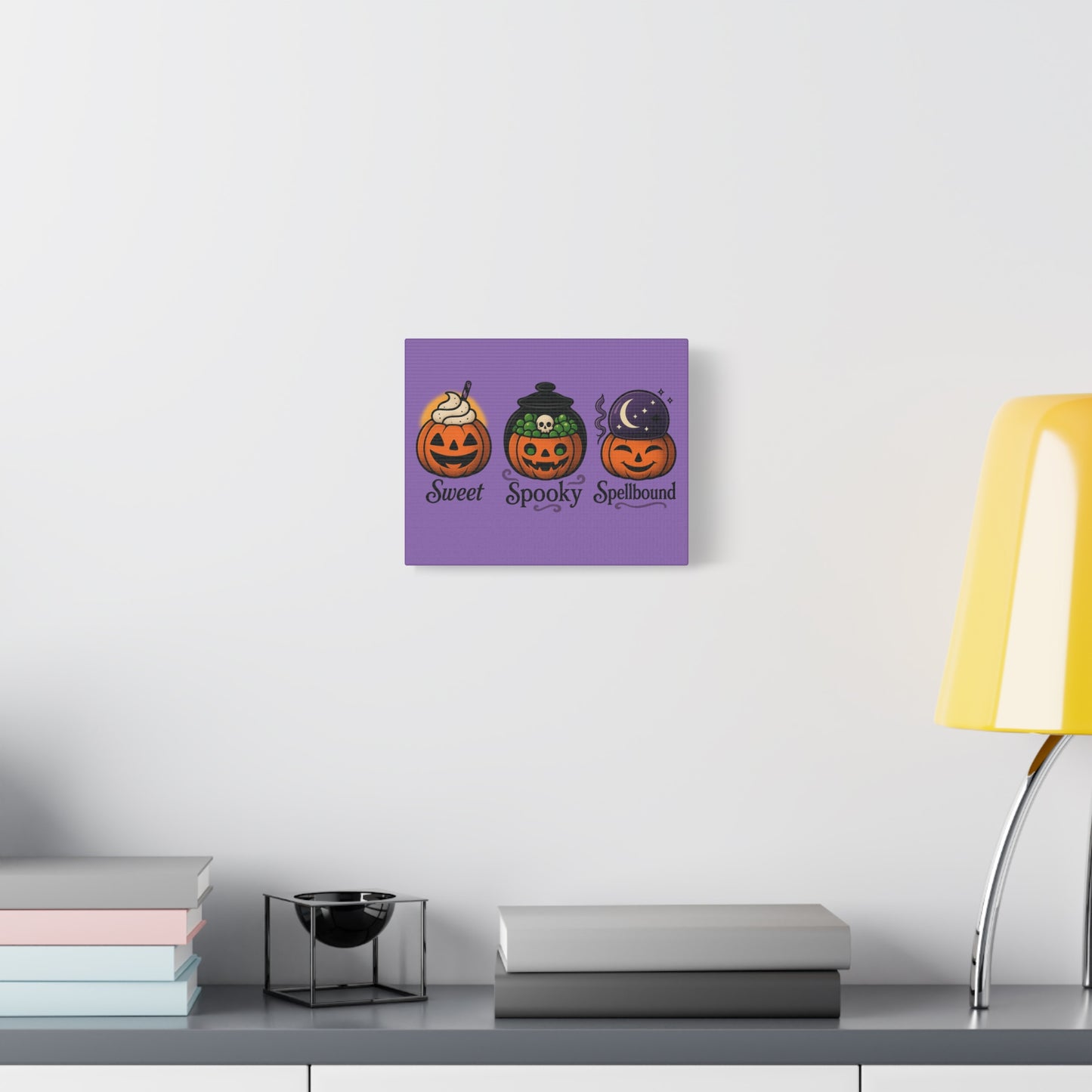 Halloween Canvas Art, Whimsical Pumpkin Decor, Spooky Home Wall Art, Fall Decorations, Halloween Themed Gift, Sweet Spooky Spellbound