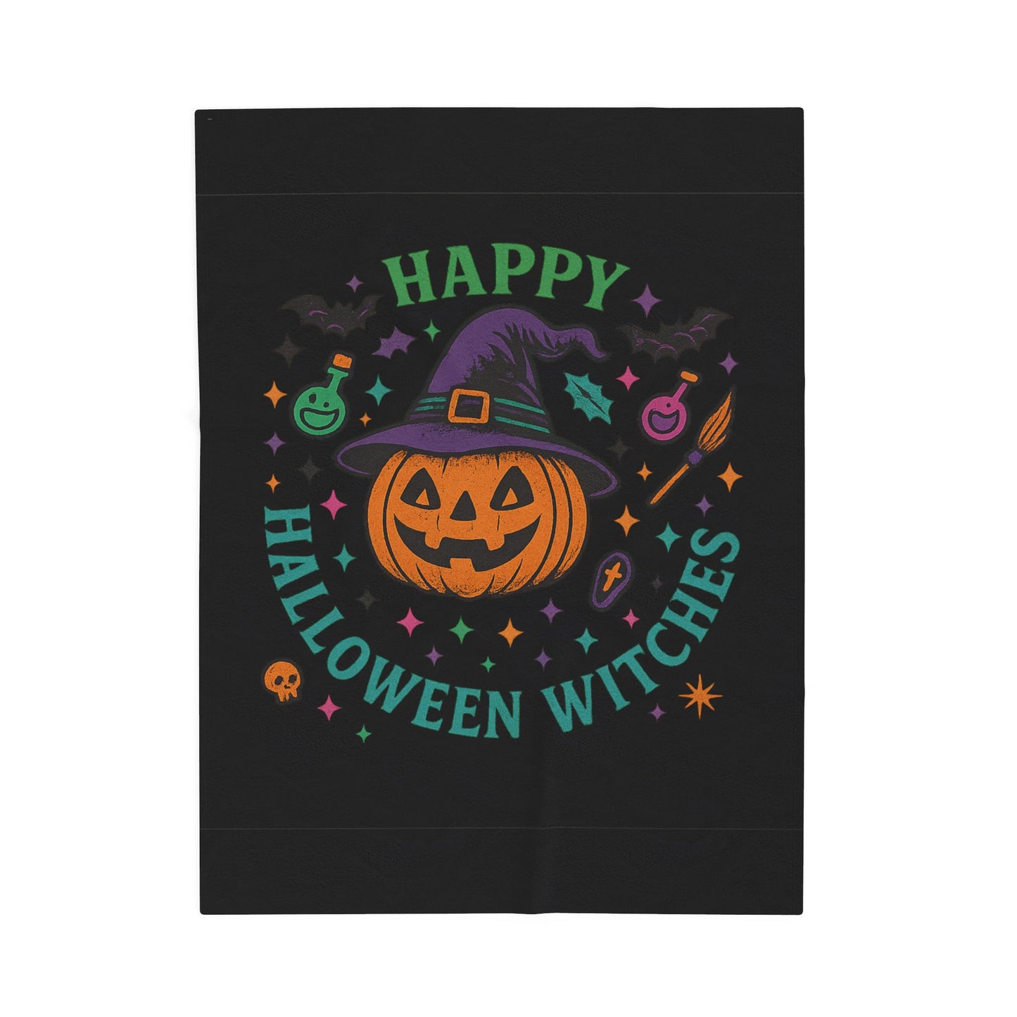 Halloween Witches Plush Blanket, Cozy Decor, Gift for Fall Celebrations, Spooky Home Accessory, Perfect for Trick or Treating