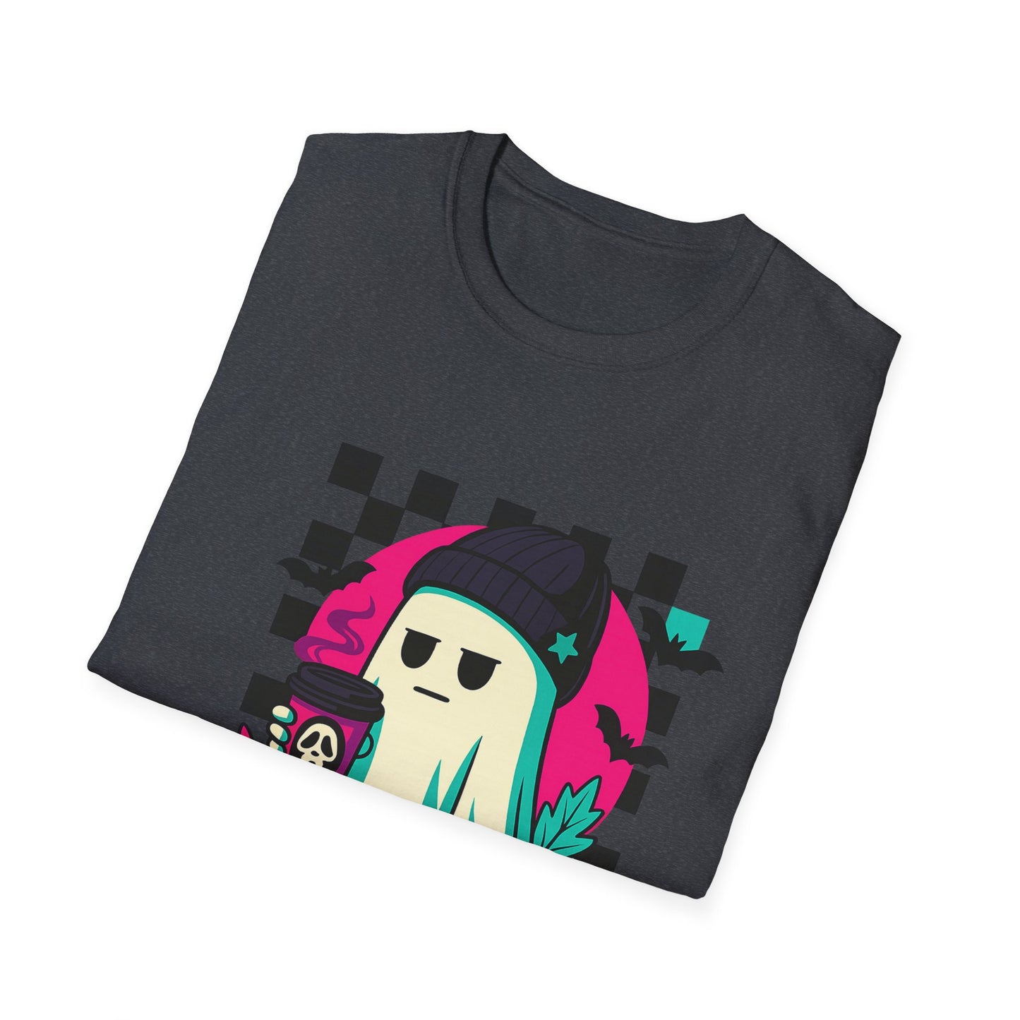 Halloween Ghost T-Shirt, Unisex Softstyle Tee, Spooky Graphic Shirt, Fall Fashion, October Gift, Trick or Treat Apparel
