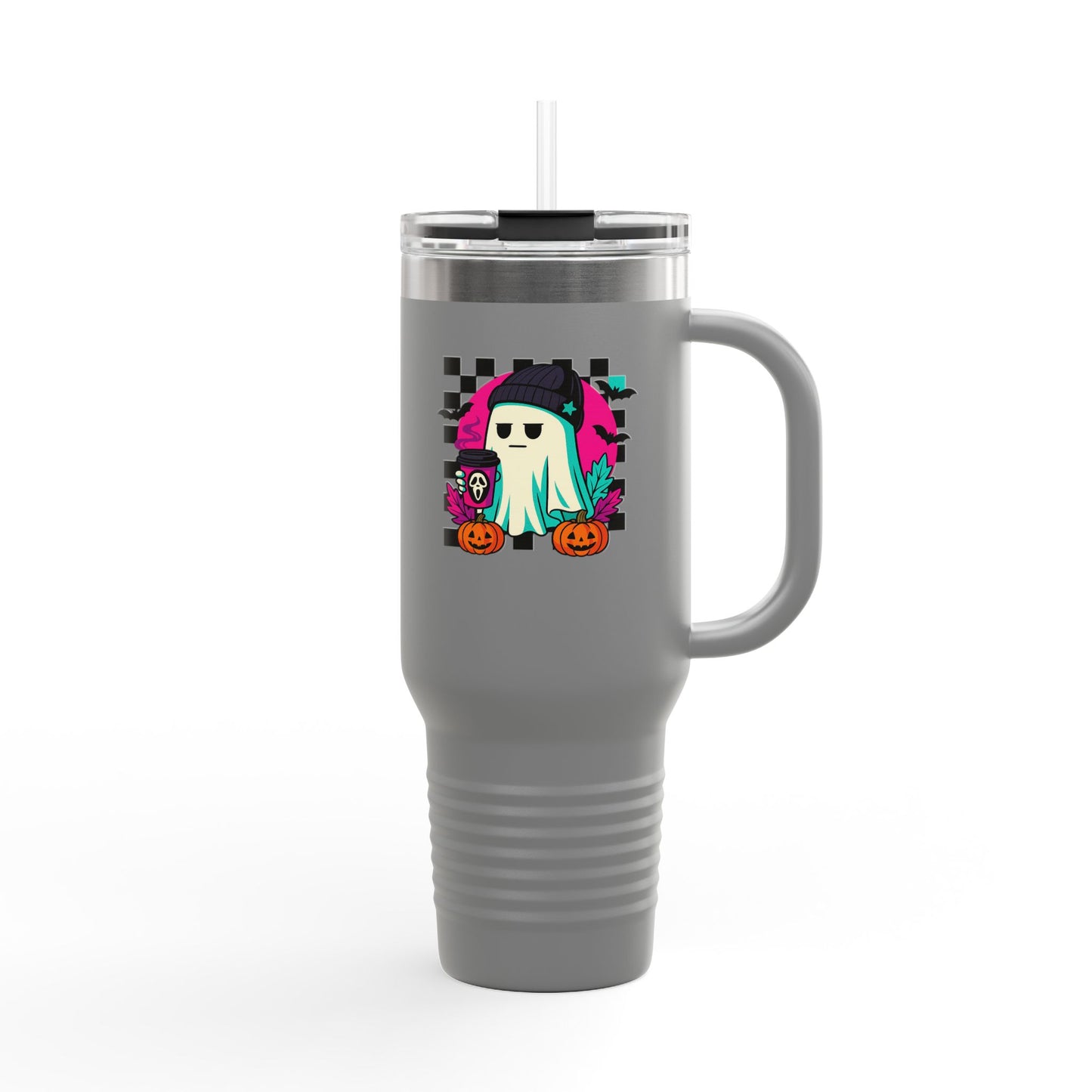 Insulated Travel Mug with Fun Halloween Ghost Design, Perfect for Fall, Coffee Lovers, Travel, Gifts, Party Favors, 40oz Drinkware