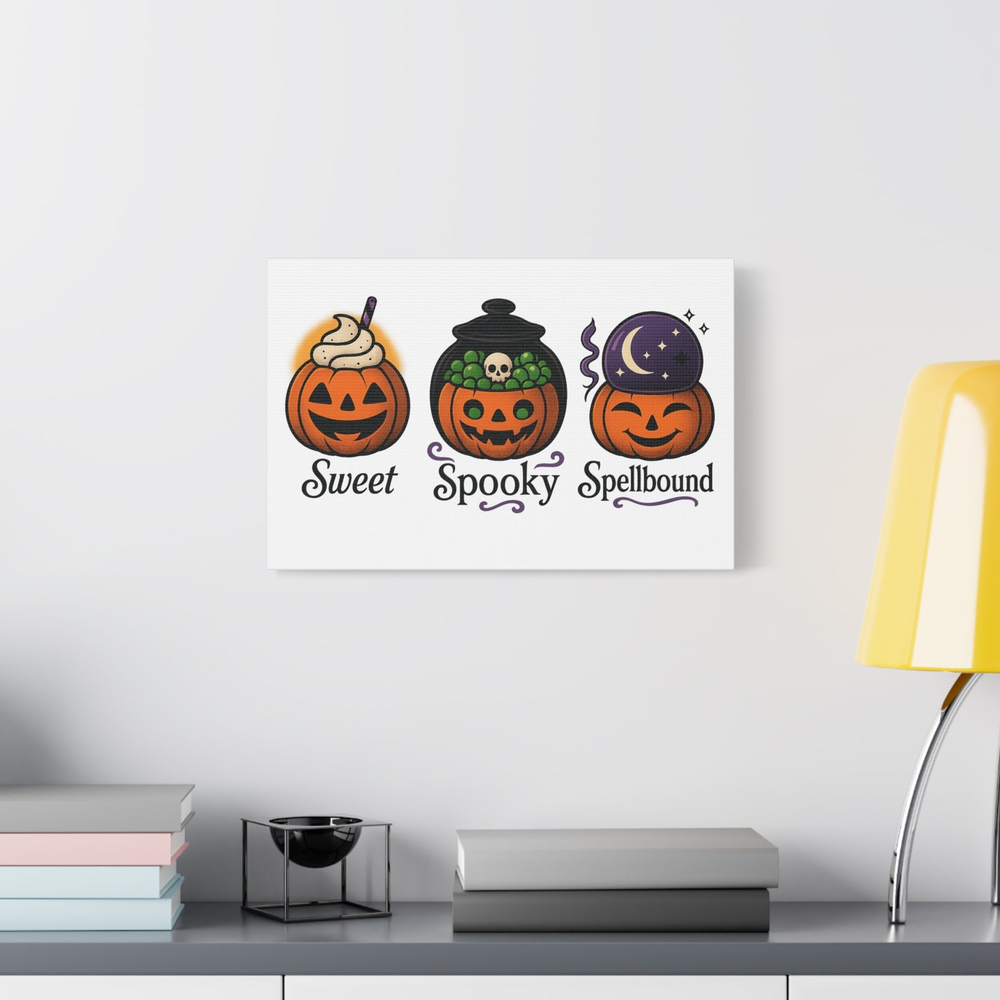 Halloween Themed Canvas Art, Pumpkin Wall Decor, Spooky Home Decoration, Sweet Spooky Spellbound Art Piece, Fall Decor