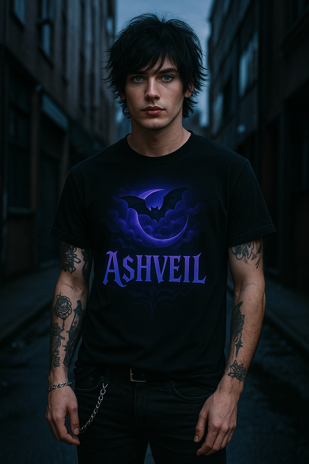 Ashveil Unisex Heavy Cotton Tee, Gothic Graphic Tee, Casual Streetwear, Festival T-Shirt, Unique Gift for Fans, Vintage Style Apparel