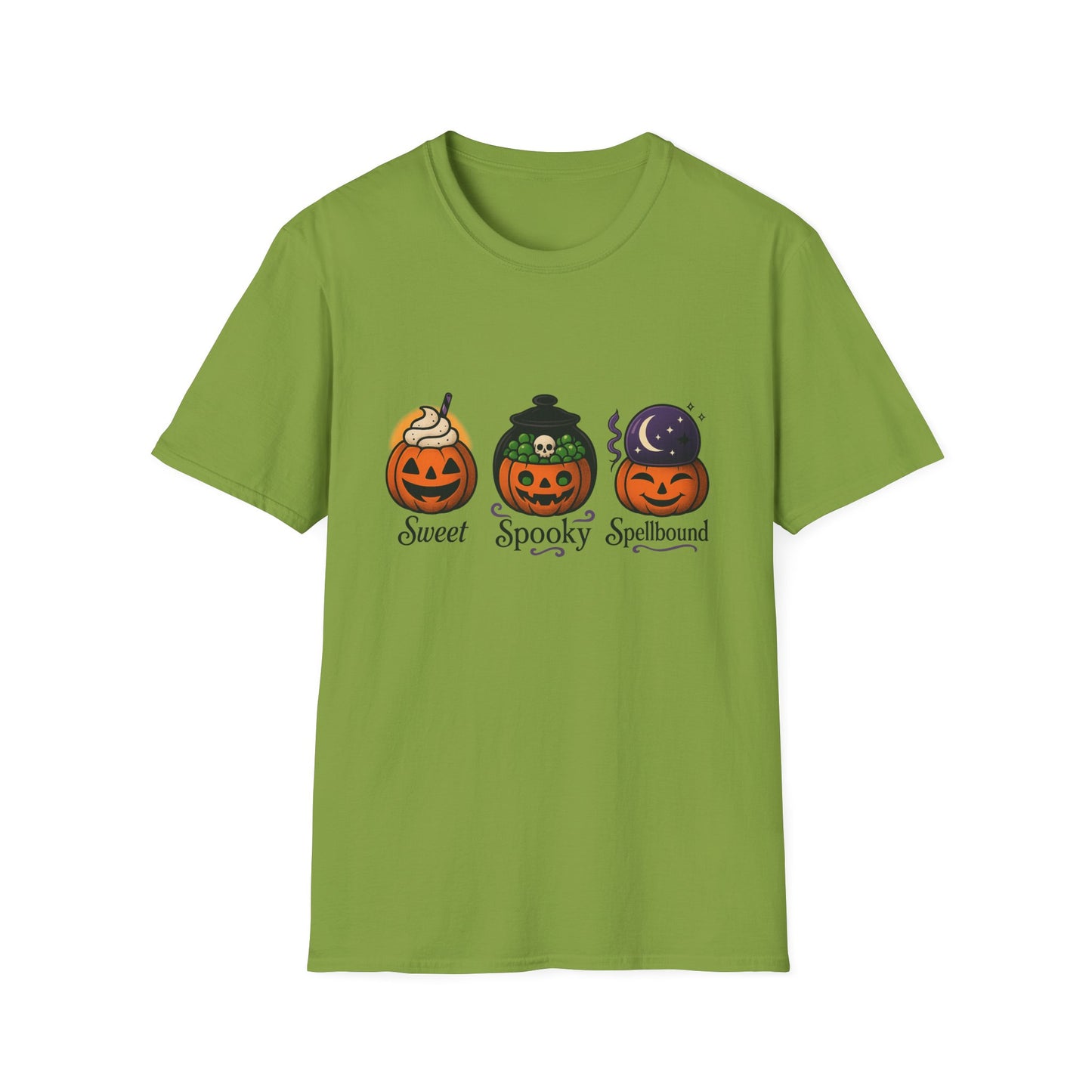 Halloween Themed T-Shirt, Sweet Spooky Spellbound Tee, Fall Fashion, Pumpkin Halloween Shirt, Casual Costume Top, Unisex Shirt