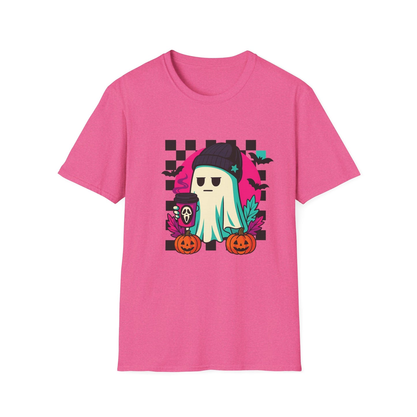 Halloween Ghost T-Shirt, Unisex Softstyle Tee, Spooky Graphic Shirt, Fall Fashion, October Gift, Trick or Treat Apparel