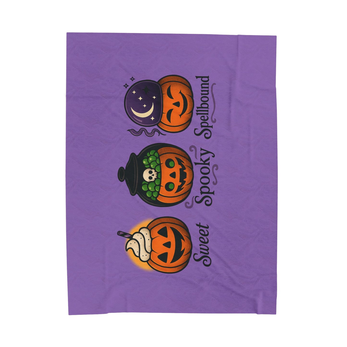 Halloween Cream Velveteen Plush Blanket - Cozy Throw for Fall Decor, Spooky Season Gift, Pumpkin Design, Seasonal Blanket, Cute Home Accent