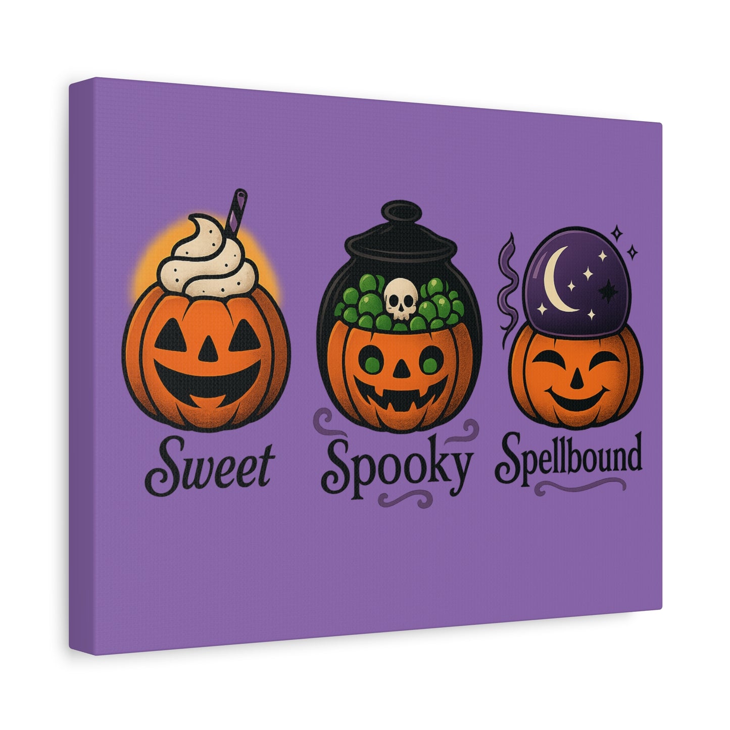Halloween Canvas Art, Whimsical Pumpkin Decor, Spooky Home Wall Art, Fall Decorations, Halloween Themed Gift, Sweet Spooky Spellbound