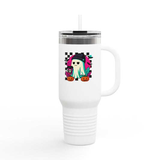 Insulated Travel Mug with Fun Halloween Ghost Design, Perfect for Fall, Coffee Lovers, Travel, Gifts, Party Favors, 40oz Drinkware