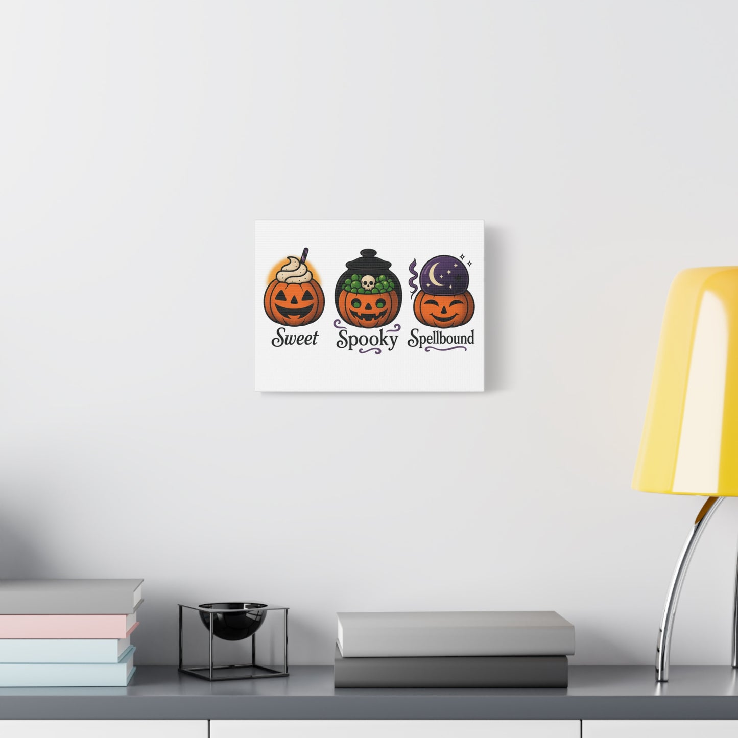 Halloween Themed Canvas Art, Pumpkin Wall Decor, Spooky Home Decoration, Sweet Spooky Spellbound Art Piece, Fall Decor