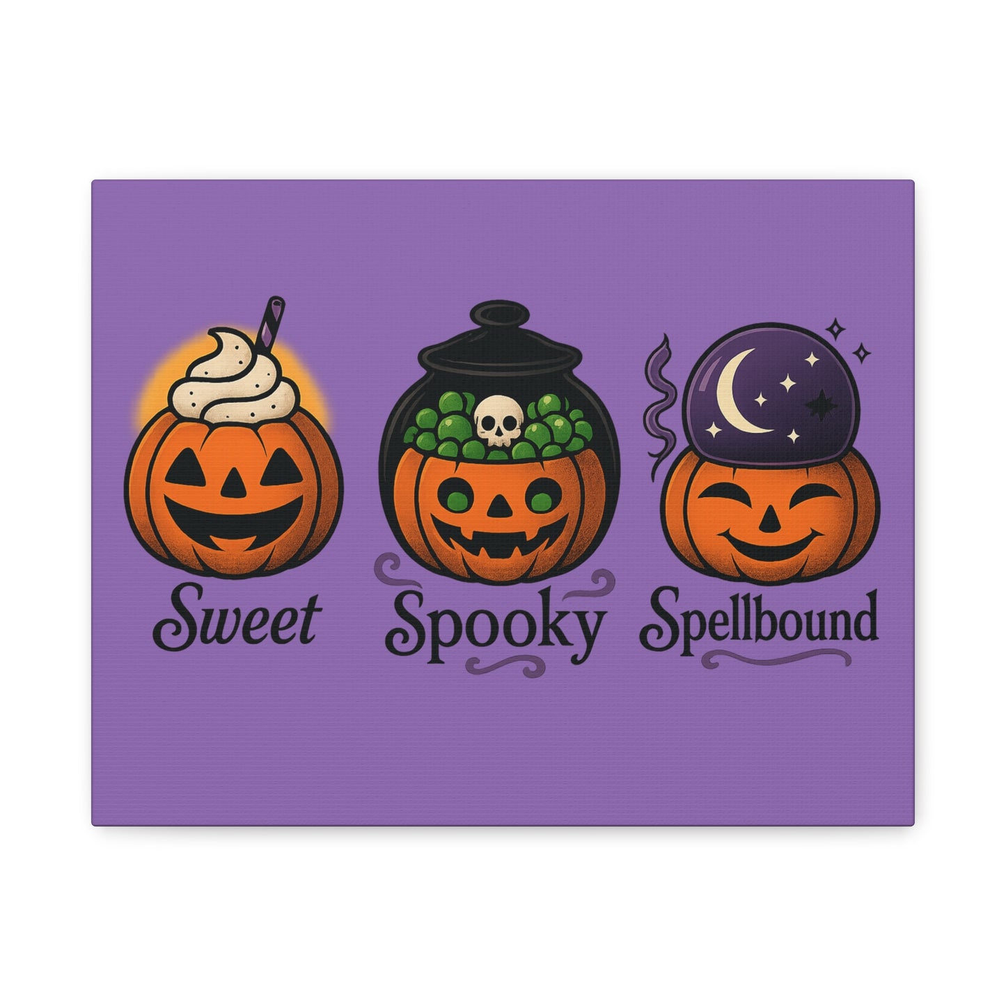 Halloween Canvas Art, Whimsical Pumpkin Decor, Spooky Home Wall Art, Fall Decorations, Halloween Themed Gift, Sweet Spooky Spellbound