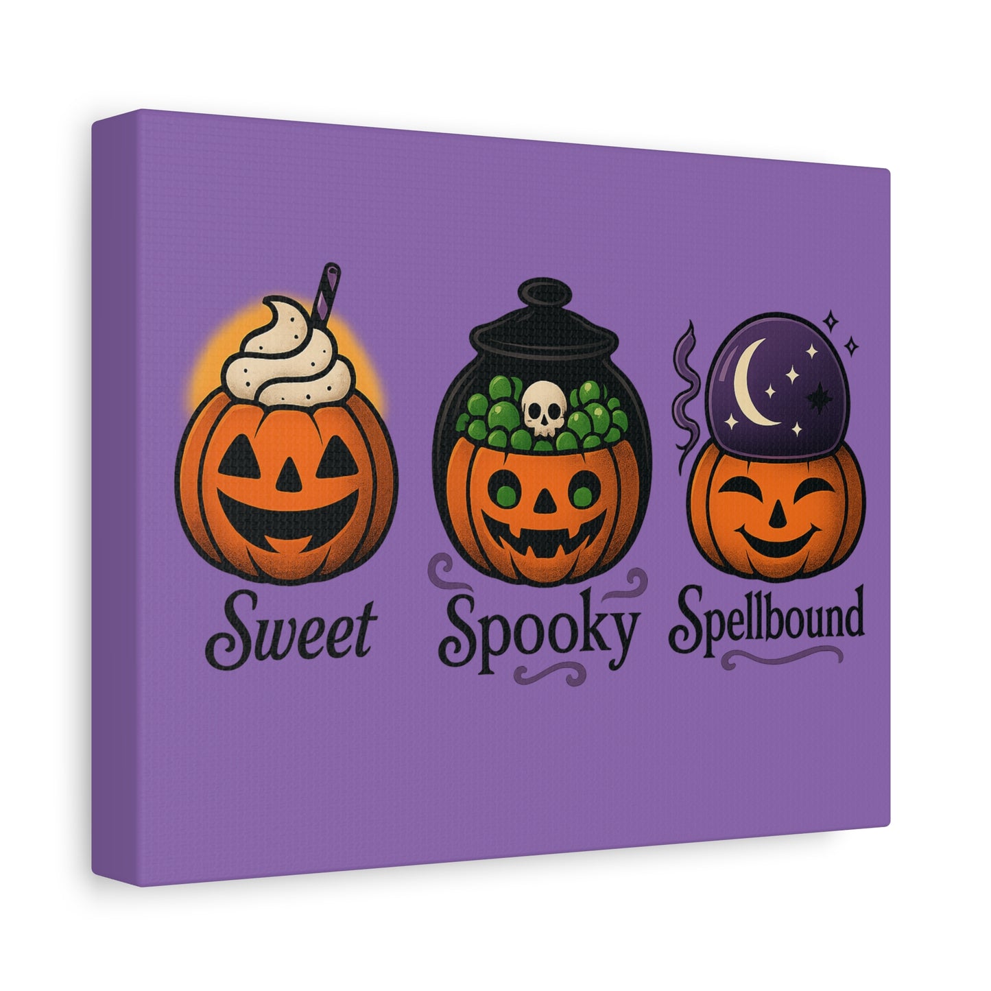 Halloween Canvas Art, Whimsical Pumpkin Decor, Spooky Home Wall Art, Fall Decorations, Halloween Themed Gift, Sweet Spooky Spellbound