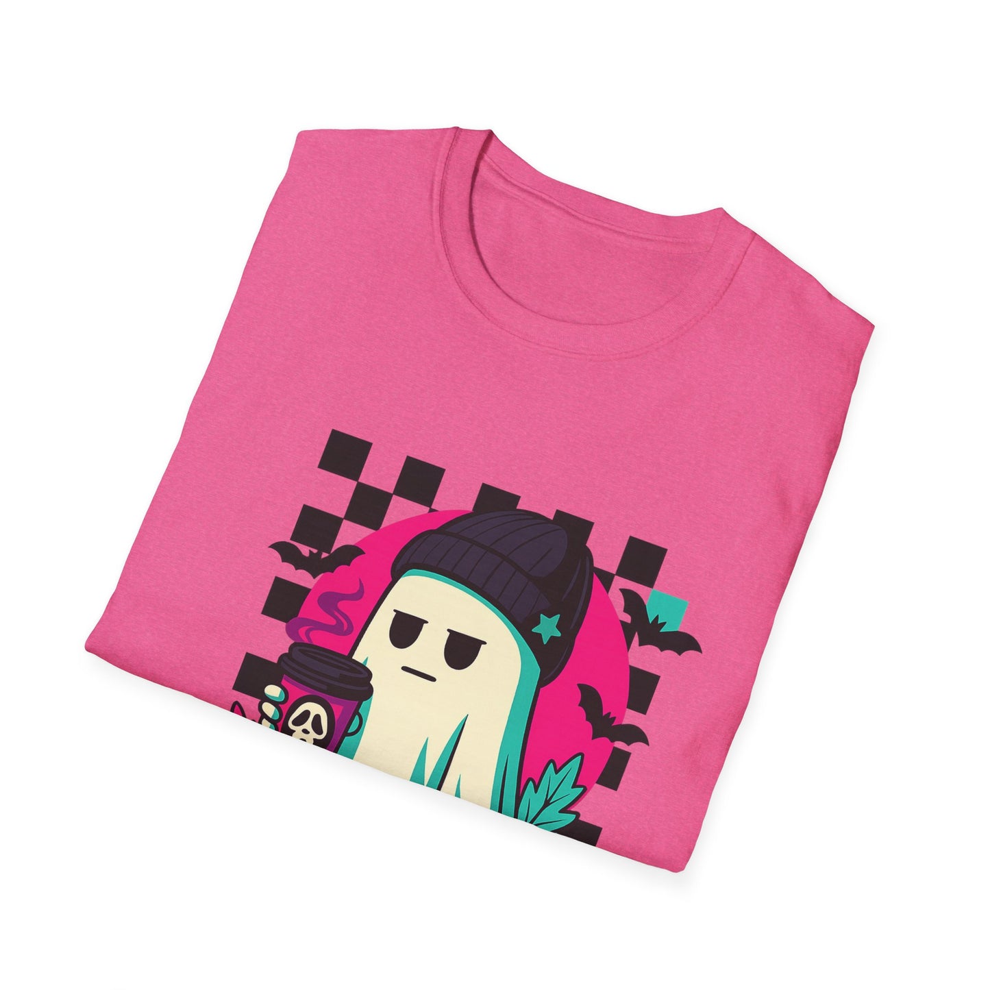 Halloween Ghost T-Shirt, Unisex Softstyle Tee, Spooky Graphic Shirt, Fall Fashion, October Gift, Trick or Treat Apparel