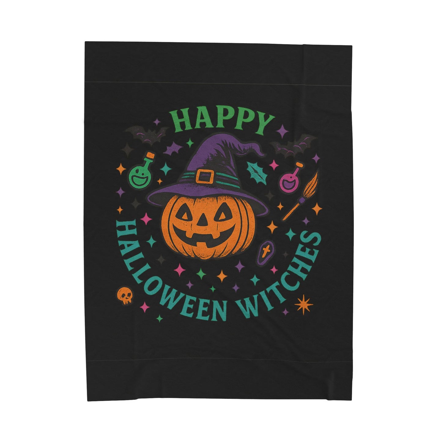 Halloween Witches Plush Blanket, Cozy Decor, Gift for Fall Celebrations, Spooky Home Accessory, Perfect for Trick or Treating