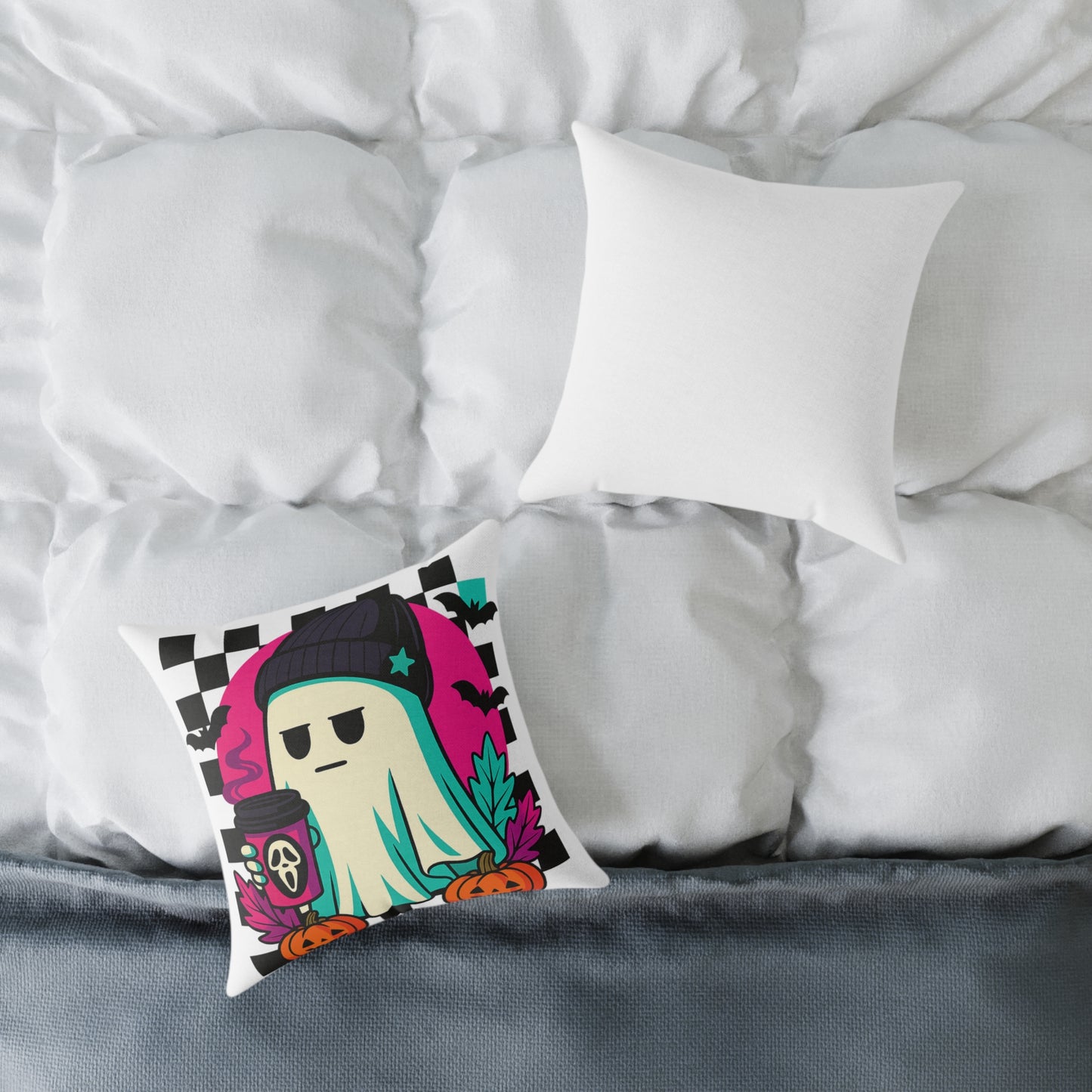 Halloween Ghost Pillow, Cozy Home Decor, Spooky Vibes, Autumn Aesthetic, Trick or Treat, Fall Birthday Gift, Seasonal Charm